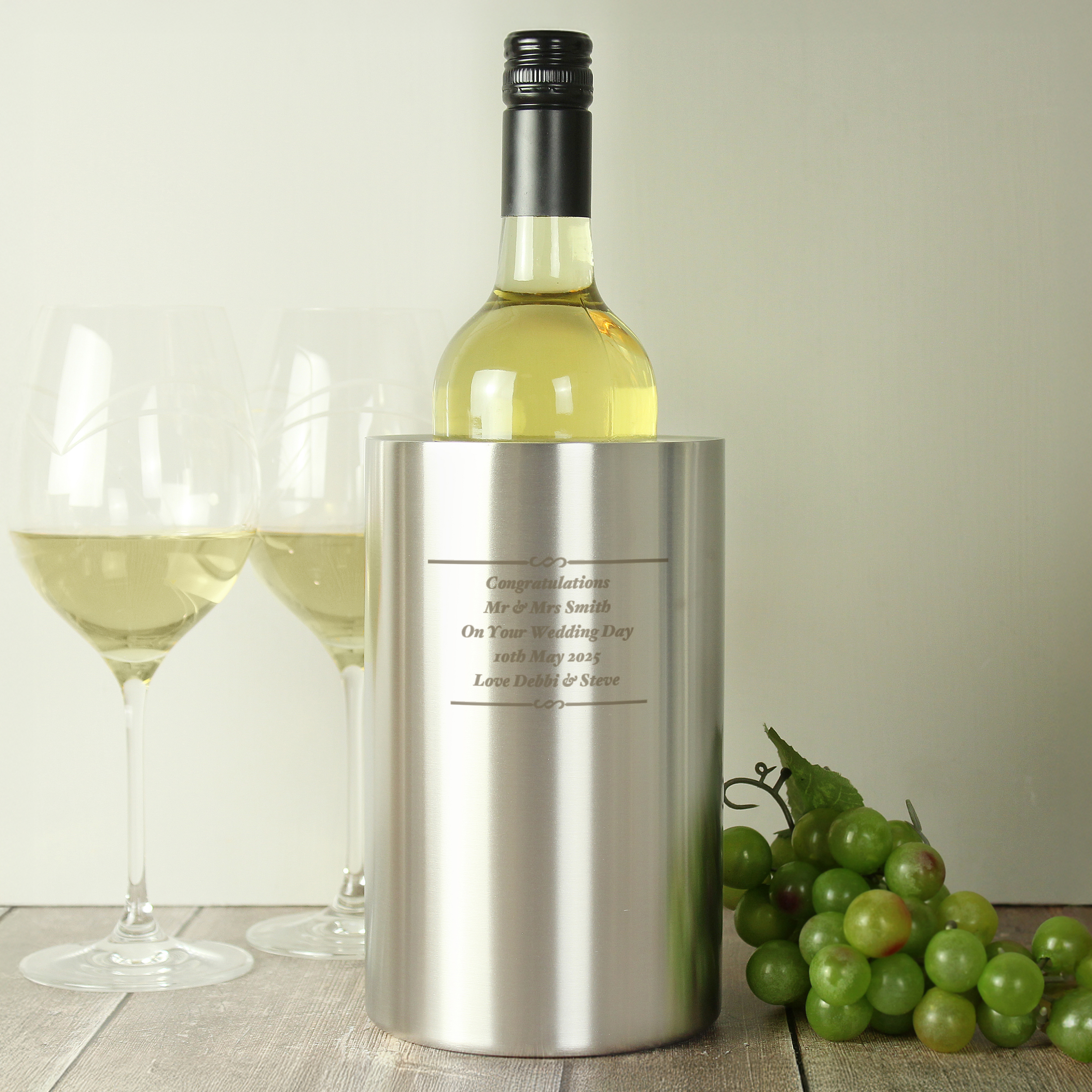 Personalised Stainless Steel Wine Cooler - Any Message
