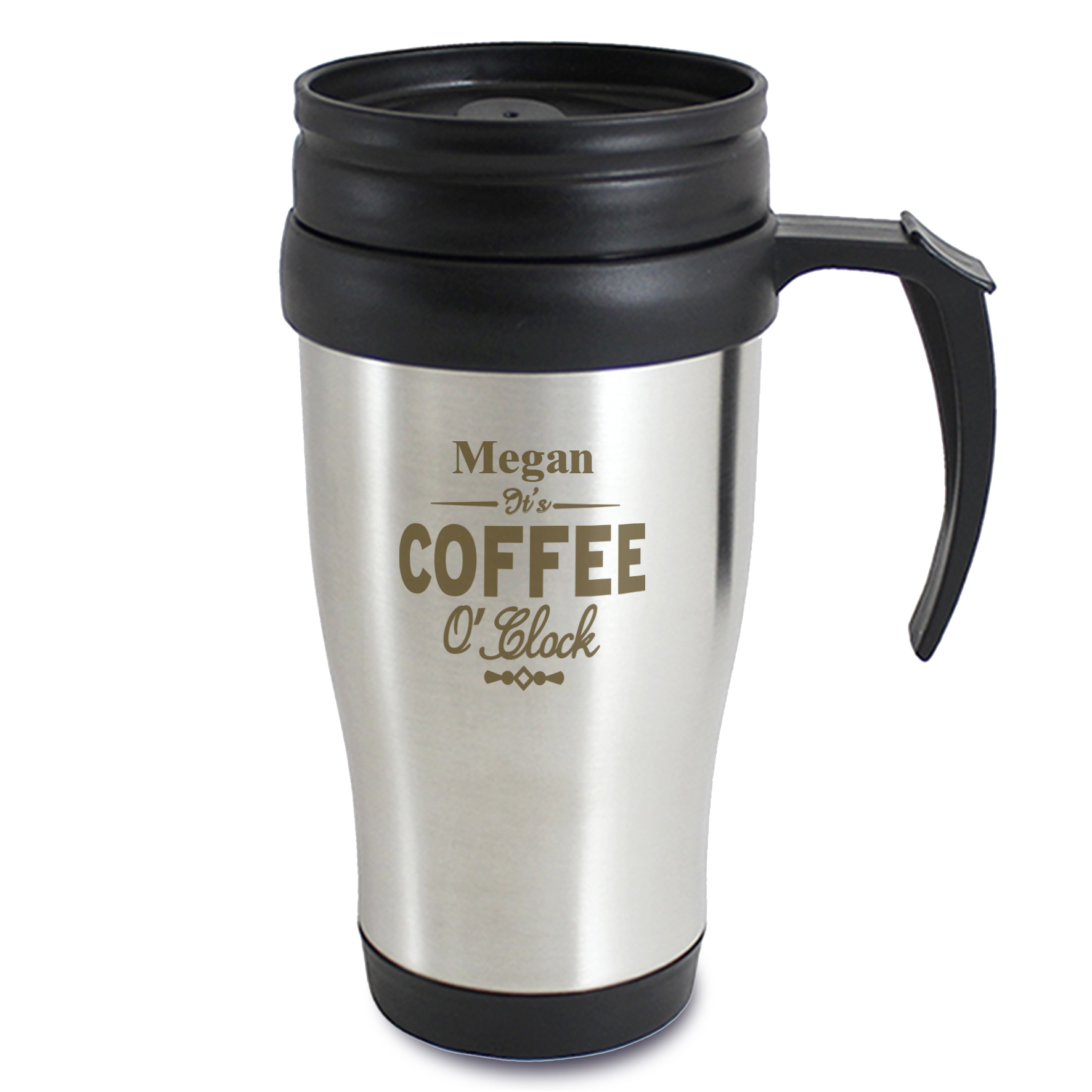 Personalised 'Coffee O'Clock' Stainless Steel Travel Mug