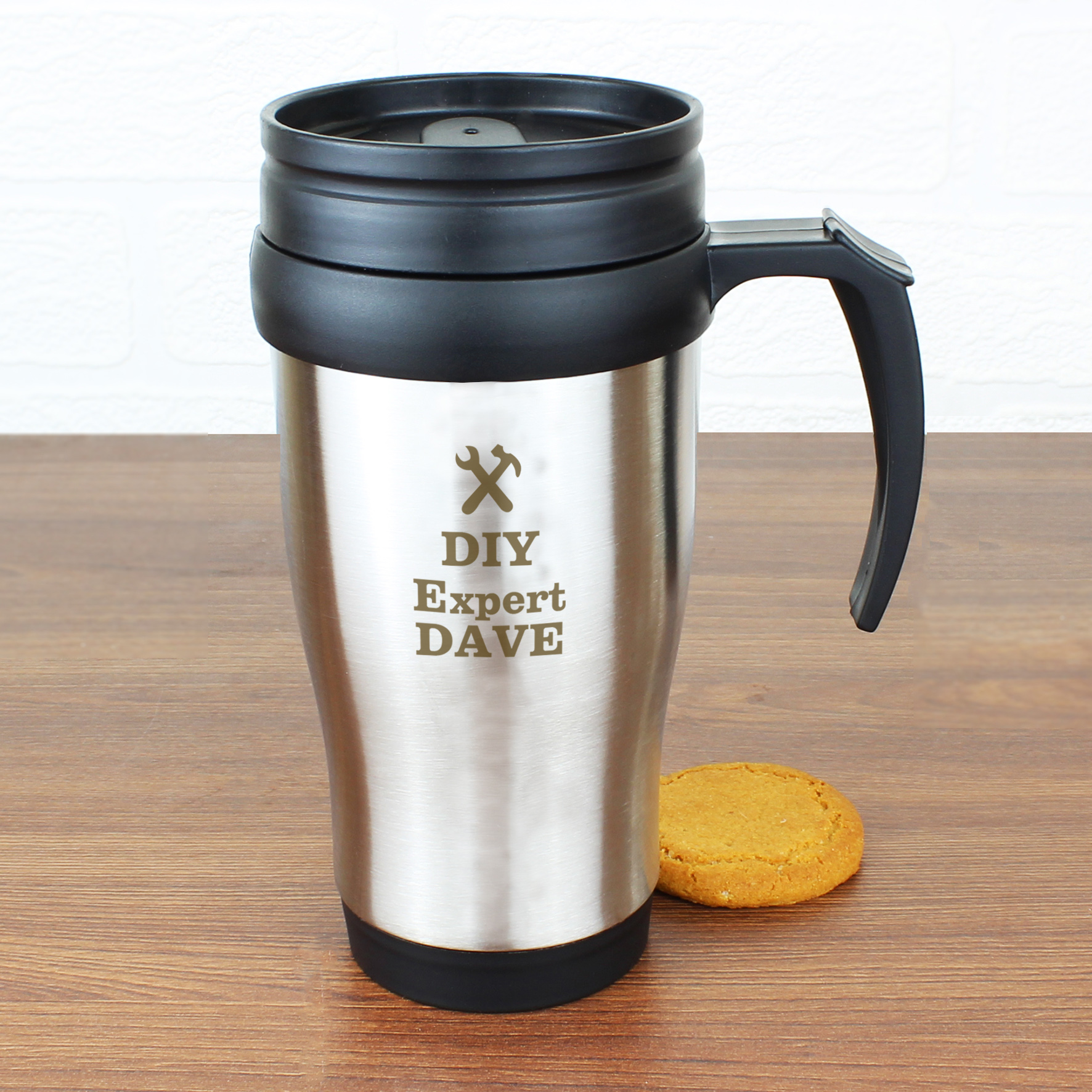 Personalised Man At Work Stainless Steel Travel Mug