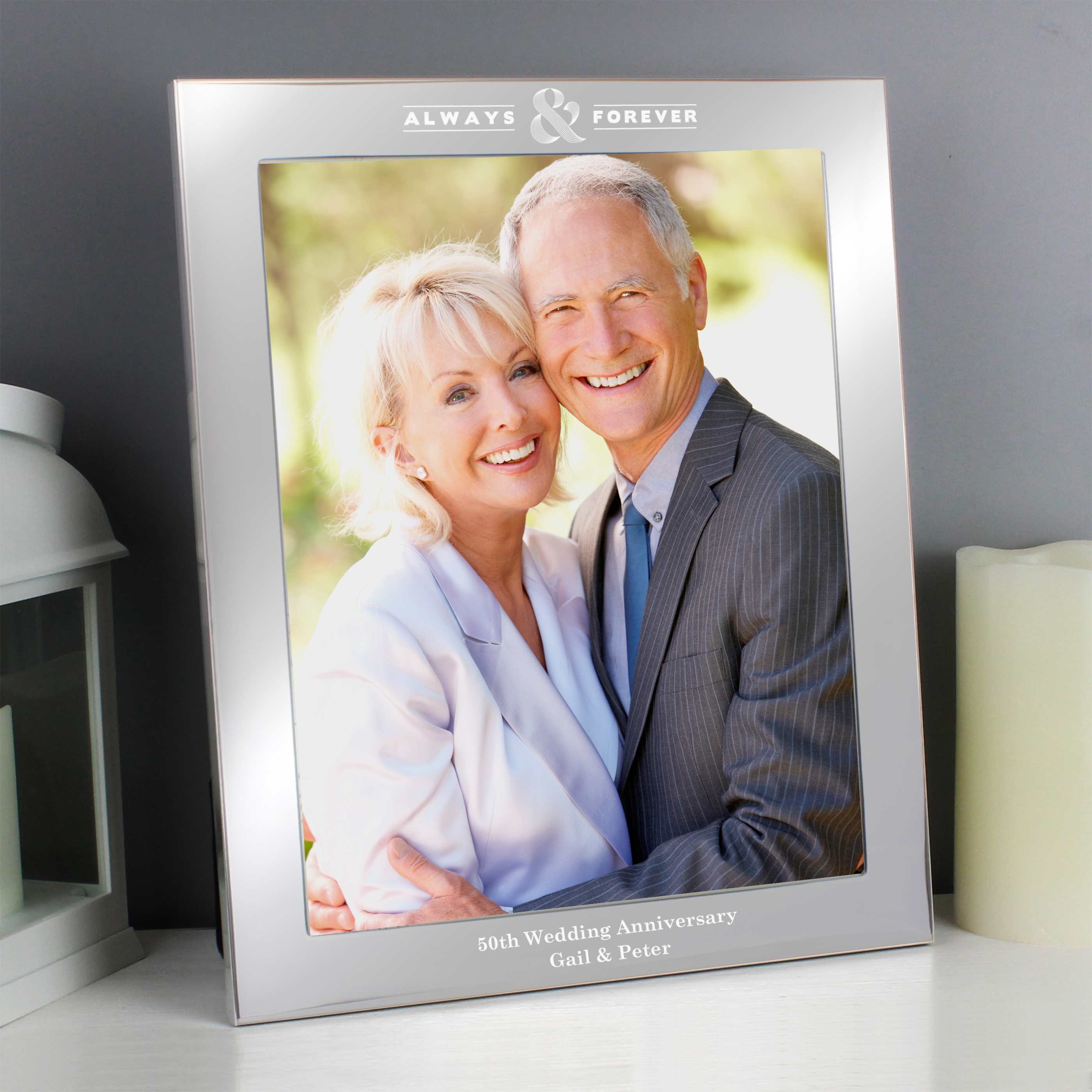 Personalised Always & Forever Silver Photo Frame 8x10