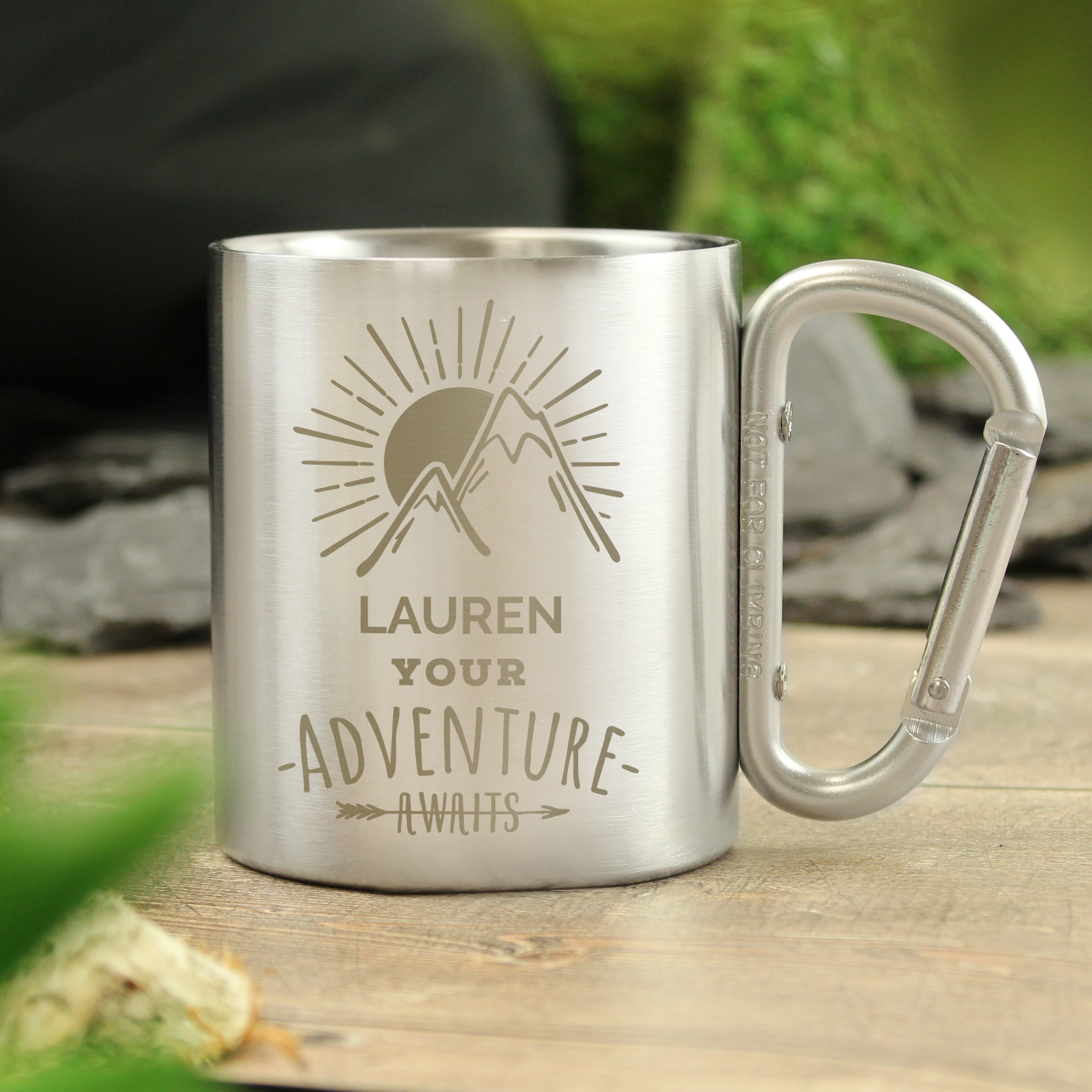 Personalised 'Adventure Awaits' Metal Mug