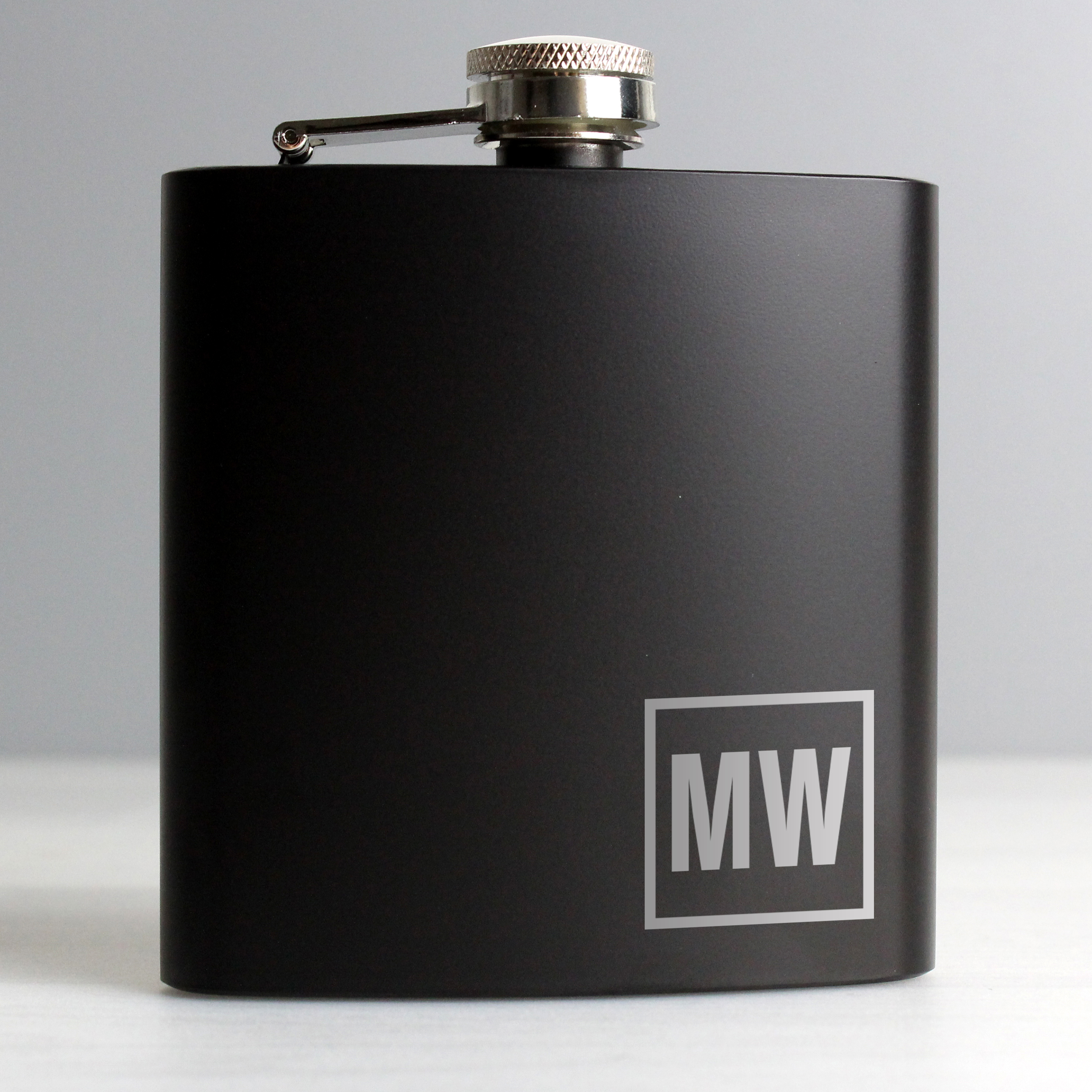 Personalised Initials Black Hip Flask - 6oz