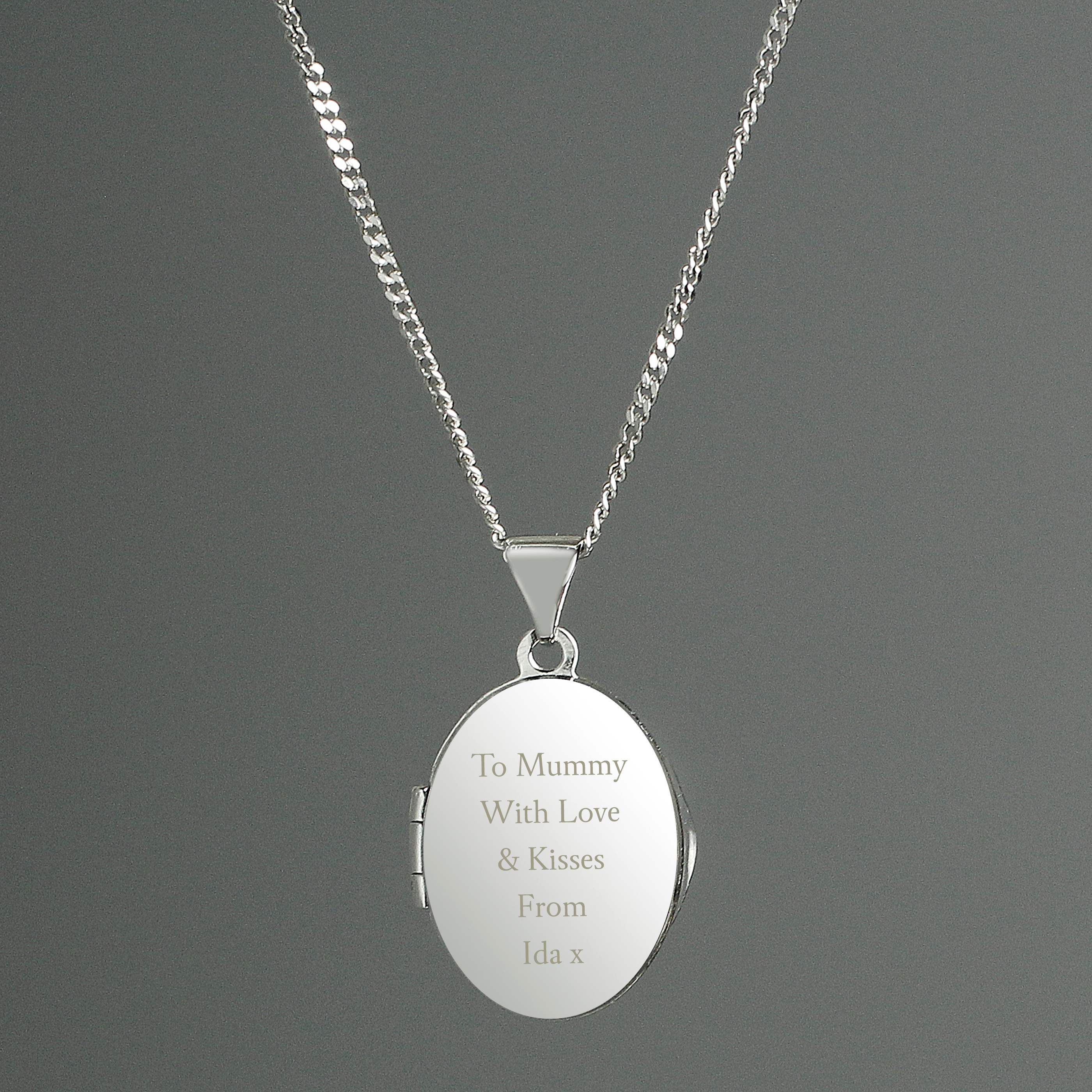 Personalised Sterling Silver Oval Locket Necklace with Photo