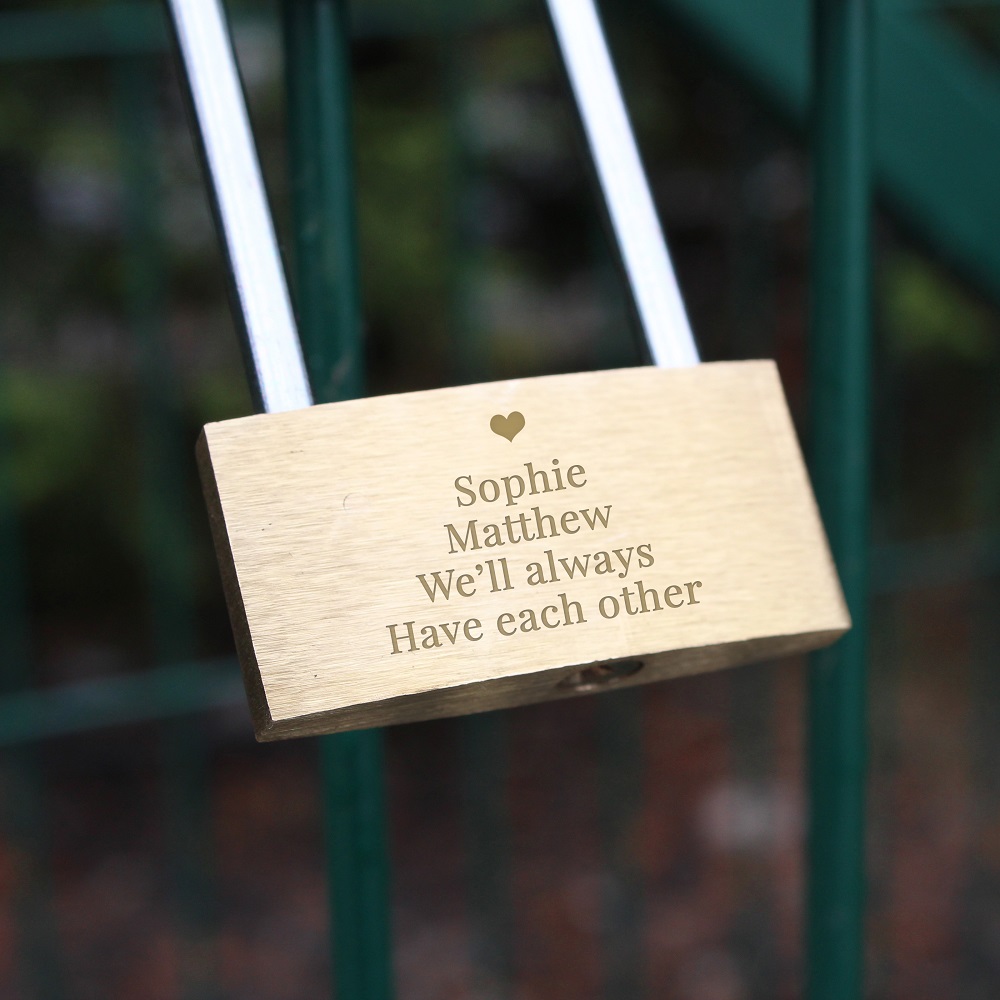 Personalised Heart Motif Engraved Padlock for Couples