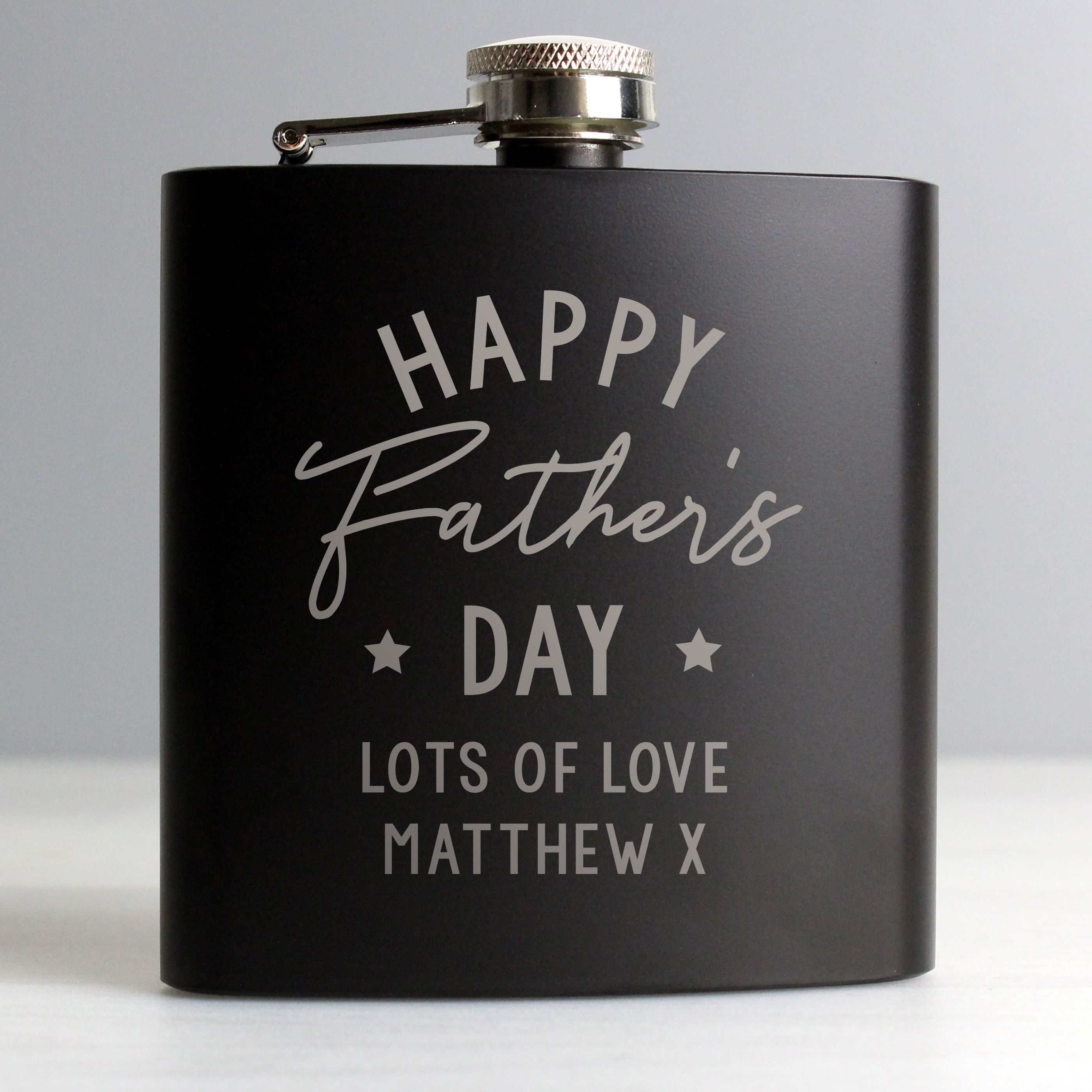 Personalised Father's Day Black Hip Flask | 6oz Stainless Steel
