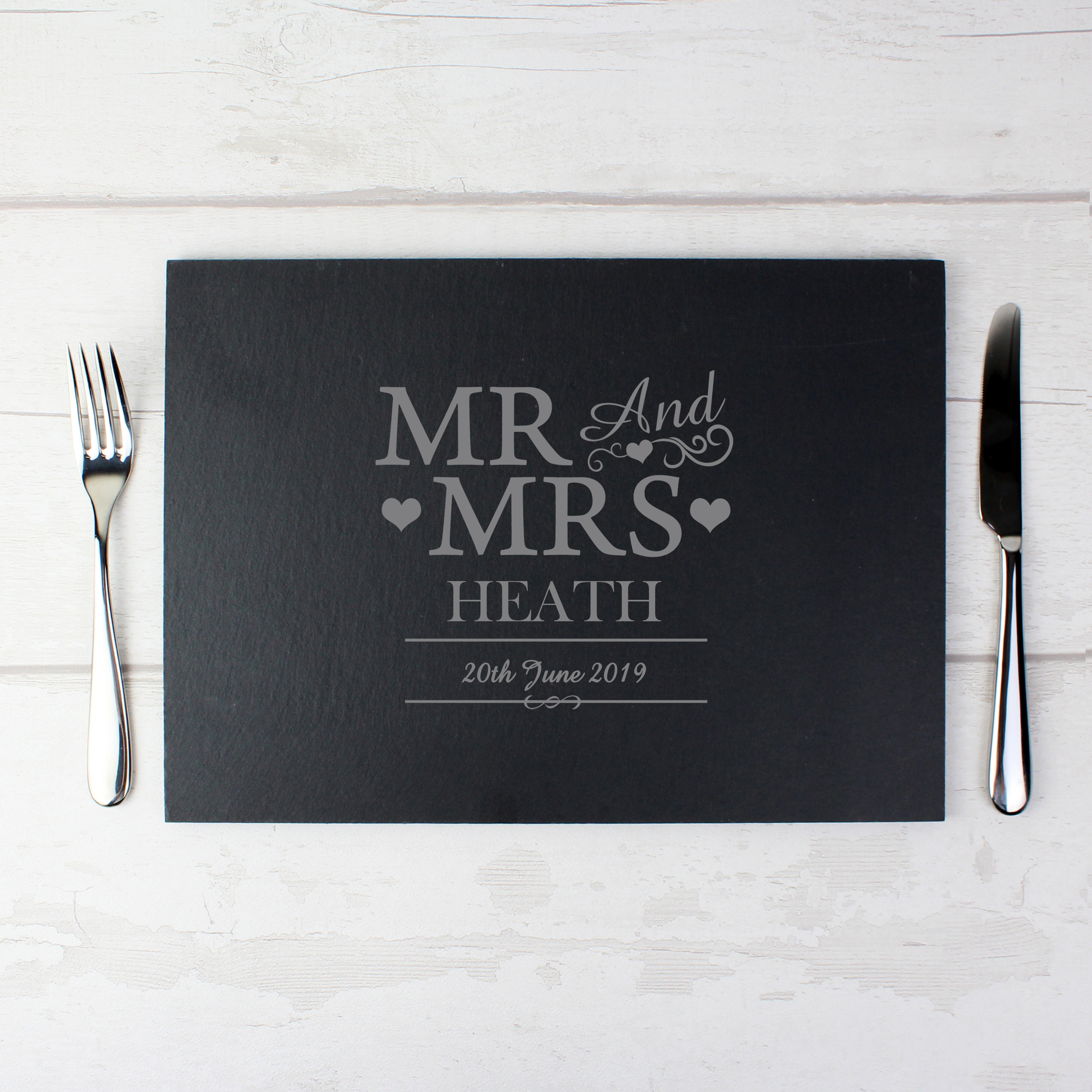 Personalised Mr & Mrs Slate Placemat | Unique Gift