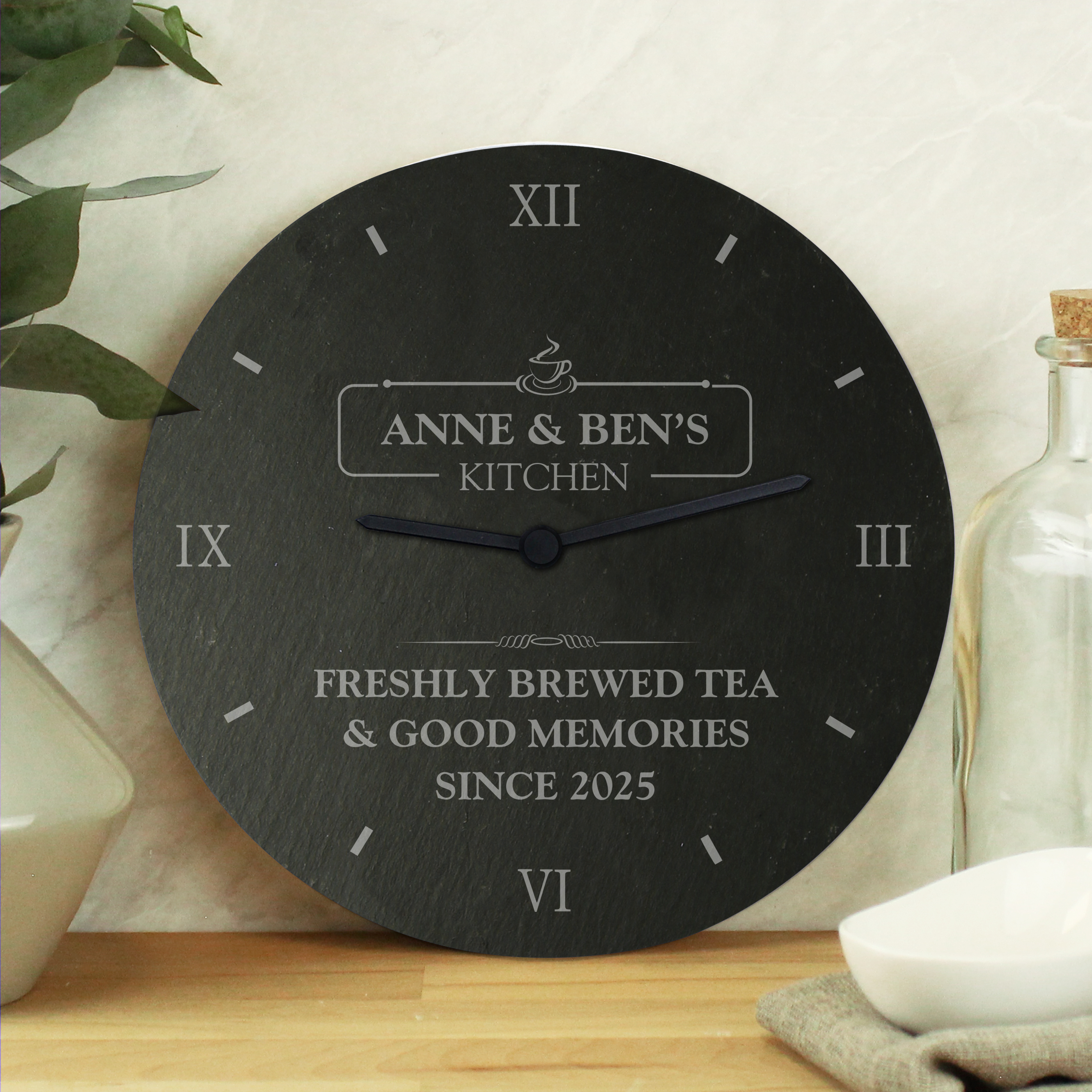 Personalised Kitchen Slate Clock | Custom Home Gift