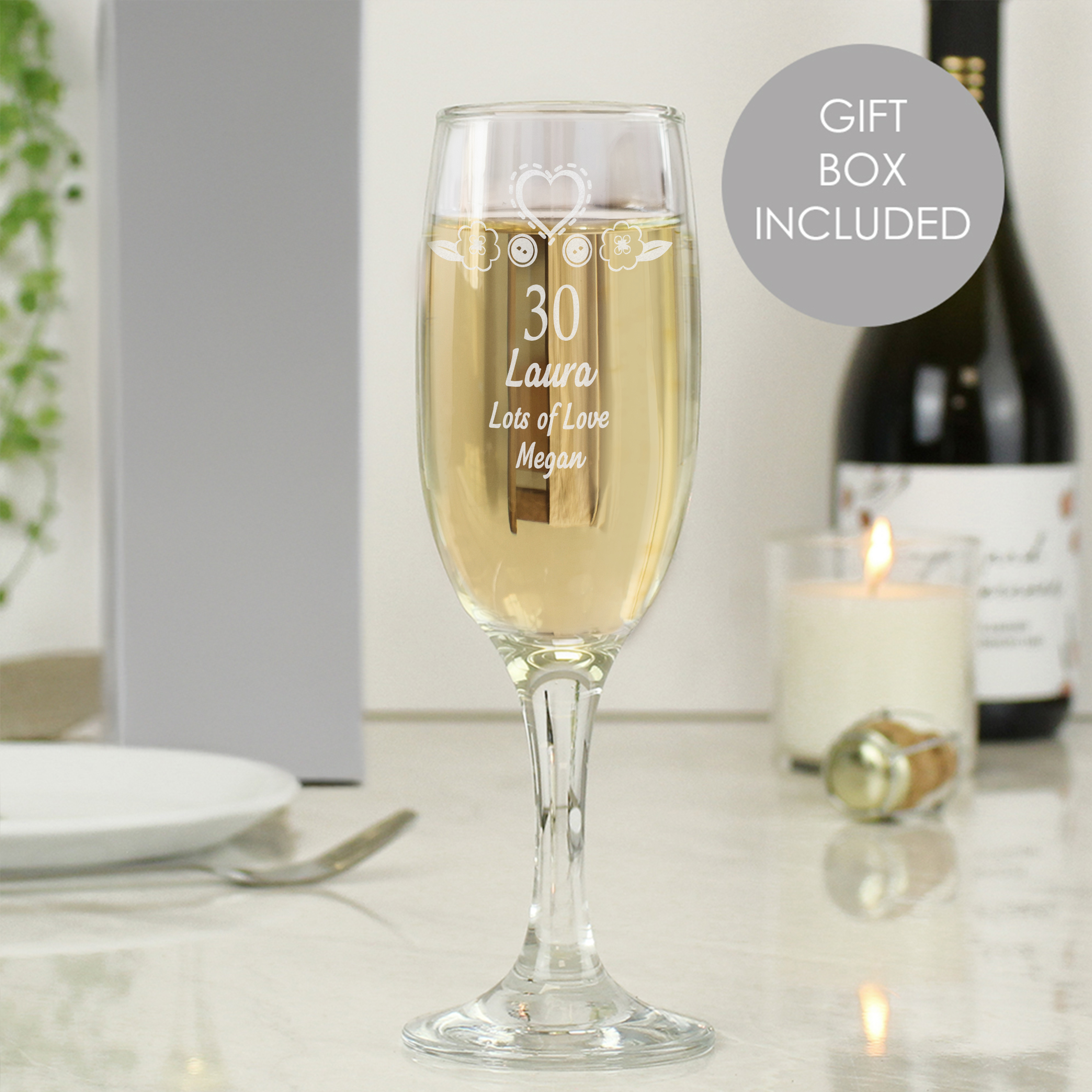 Personalised Birthday Craft Flute Glass | Custom Age & Name