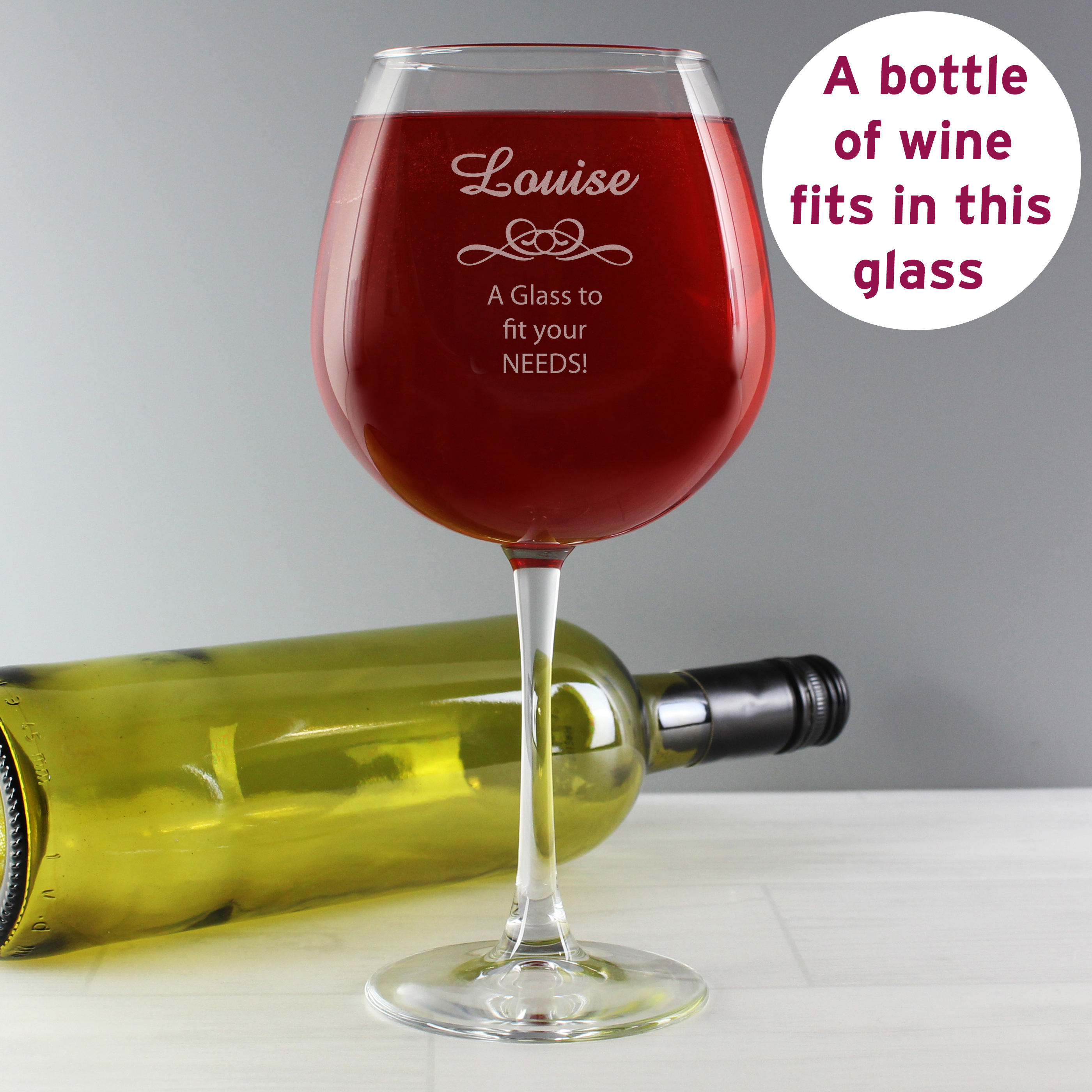 Personalised Bottle of Wine Glass - Novelty Gift