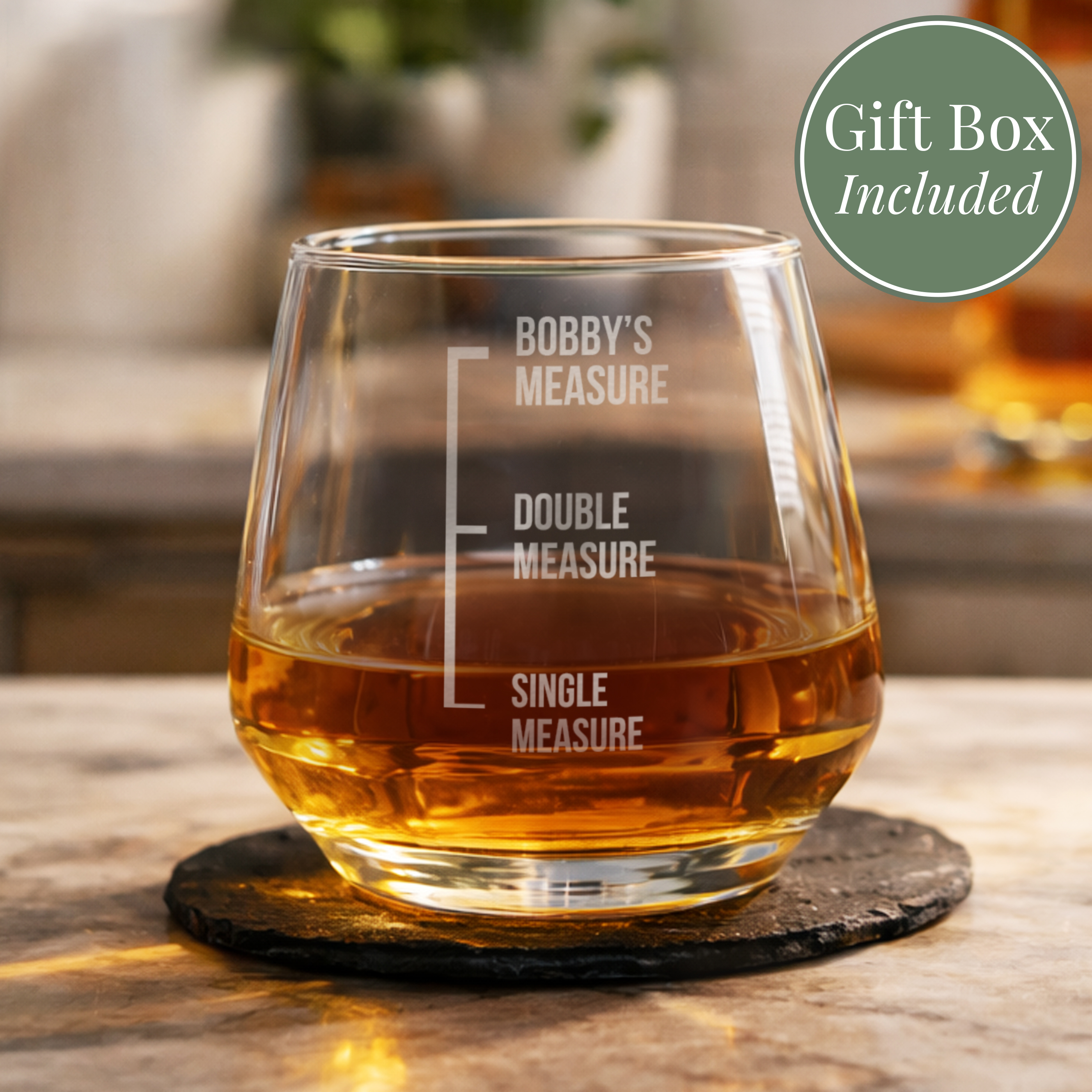 Personalised Measures Whisky Glass Tumbler
