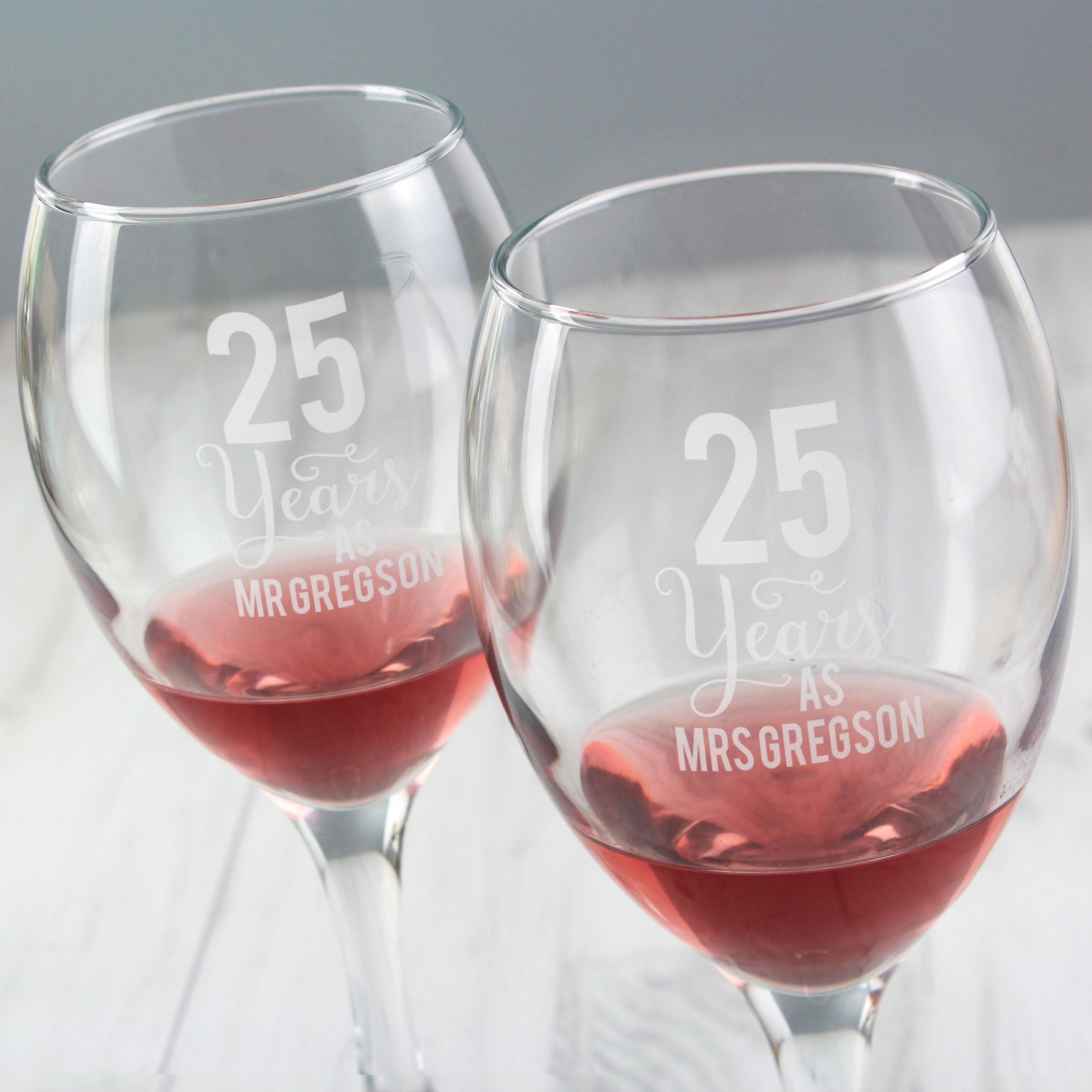 Personalised 'Years As...' Wine Glass Set for Couples