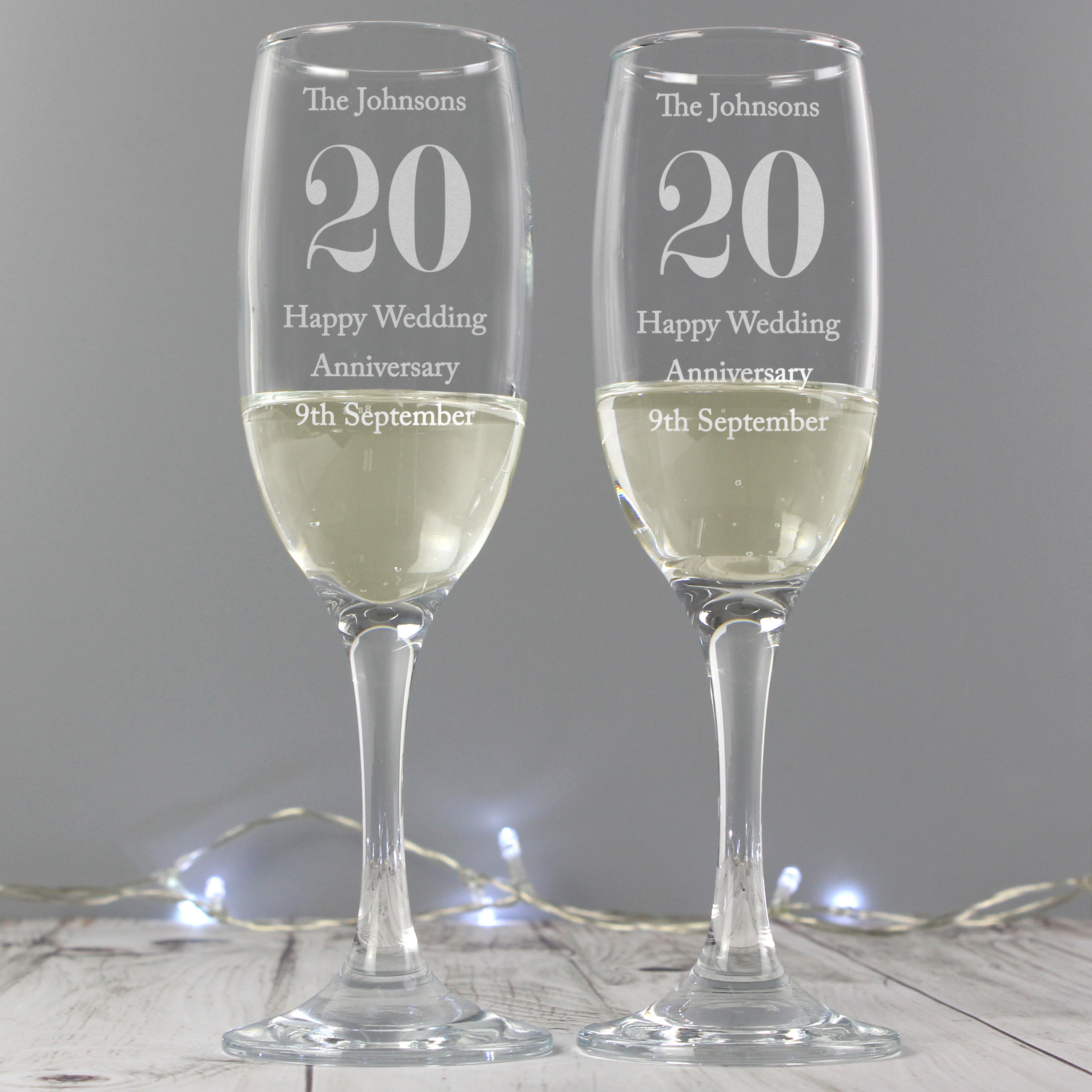 Personalised Anniversary Flutes - Pair of Engraved Glasses