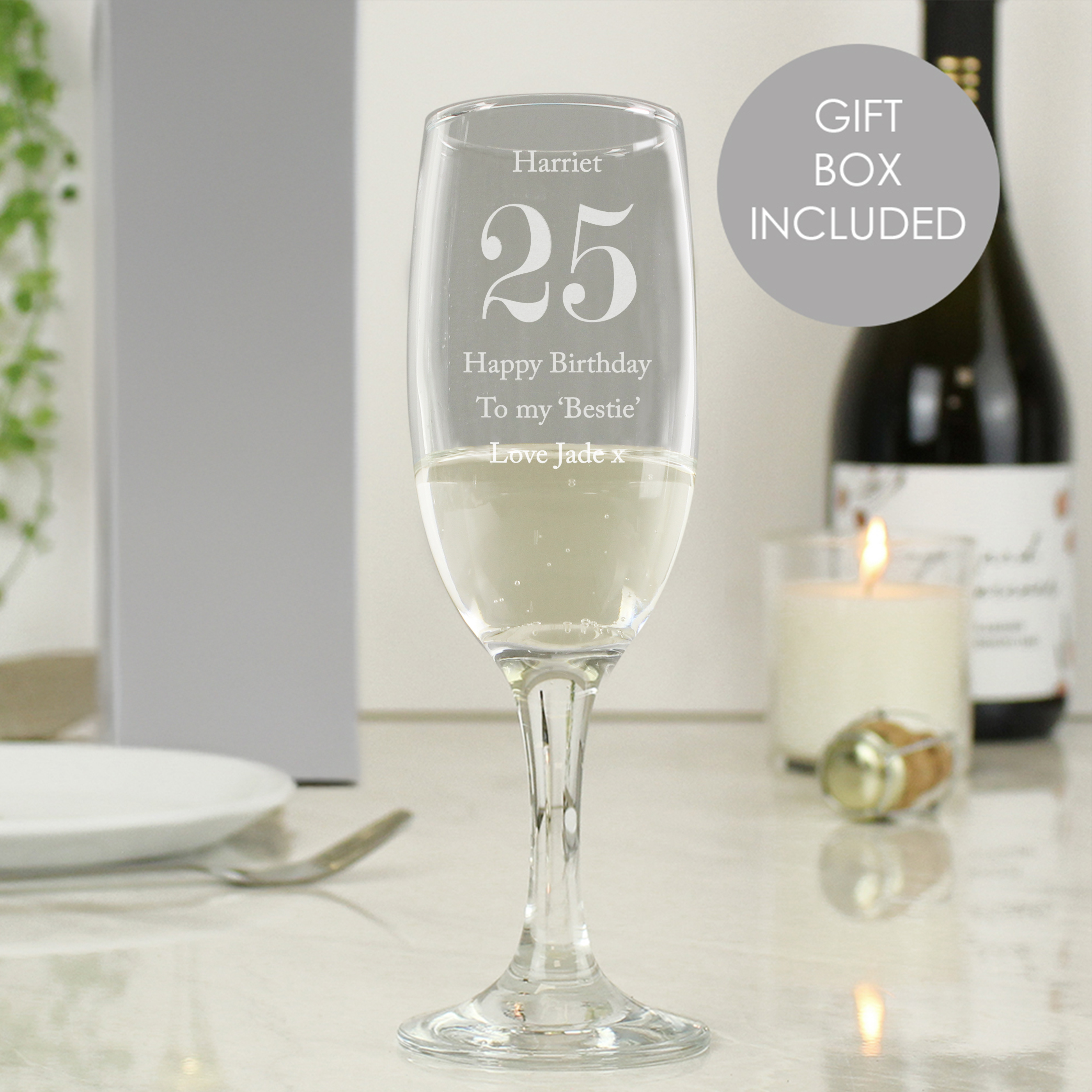 Personalised Big Age Birthday Flute Glass