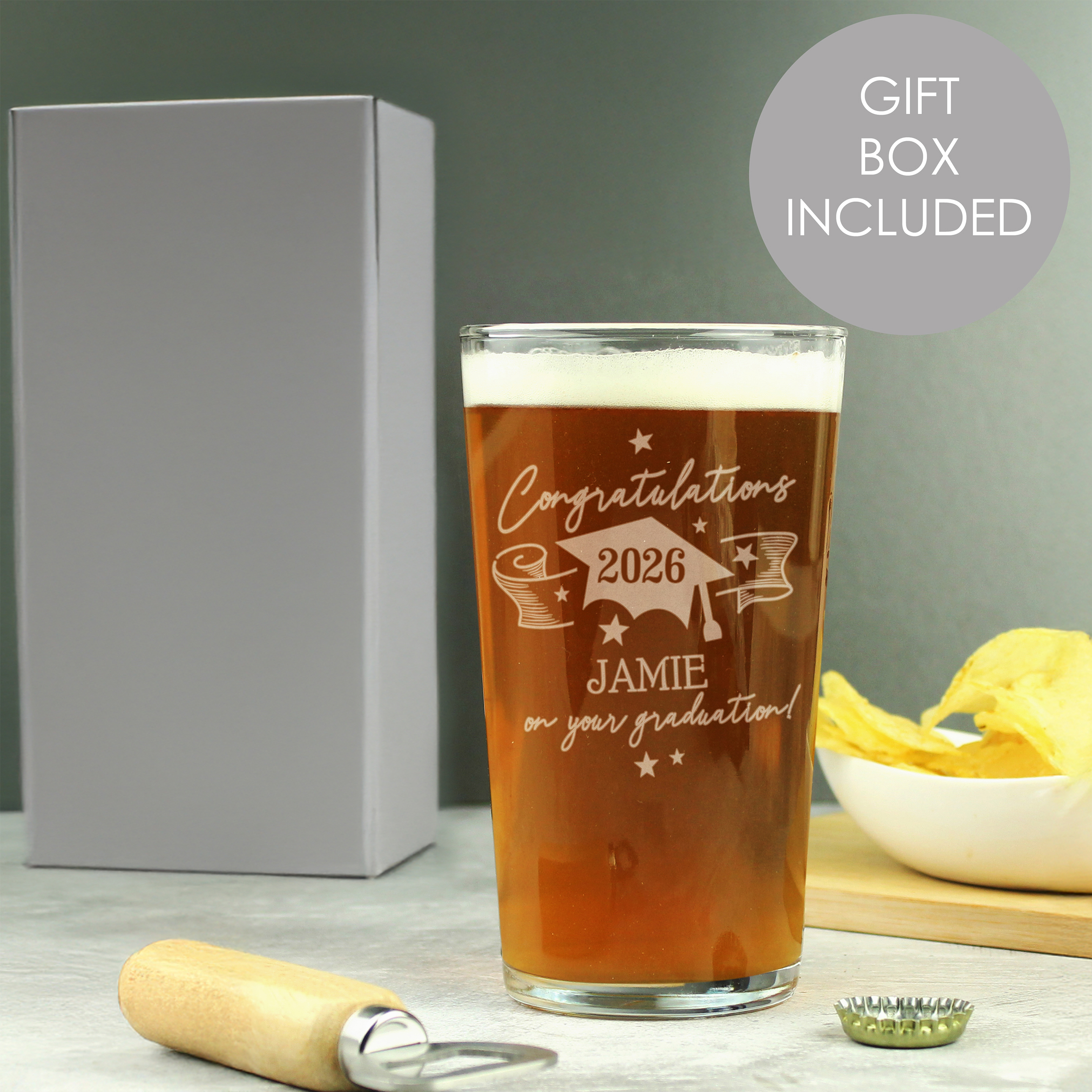 Personalised Graduation Pint Glass - Custom Gift for Graduates
