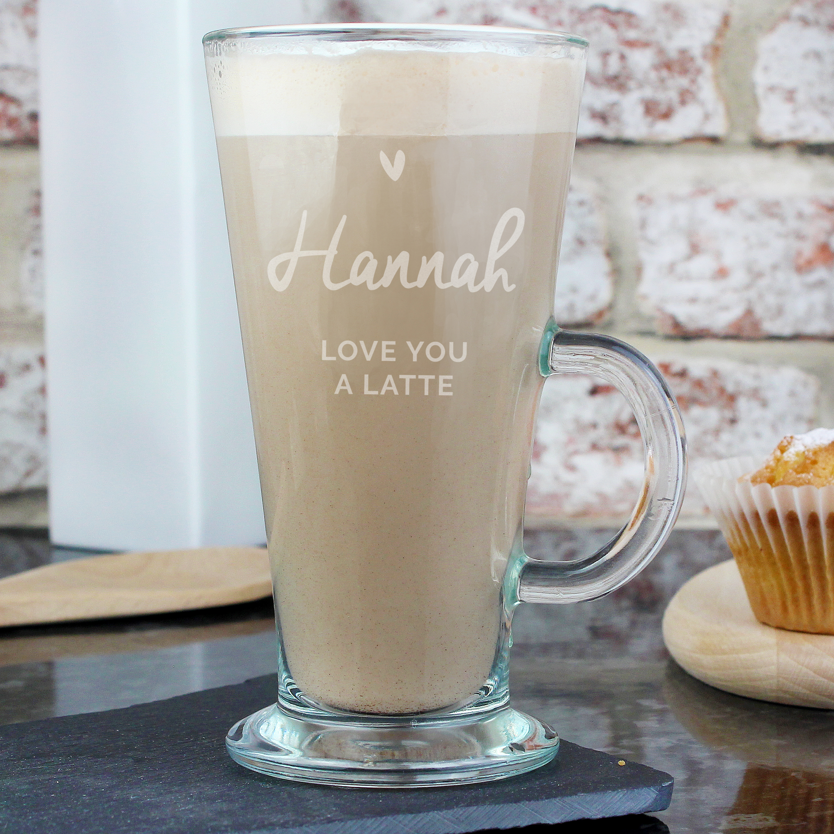 Personalised Heart Latte Glass | Custom Coffee Gift