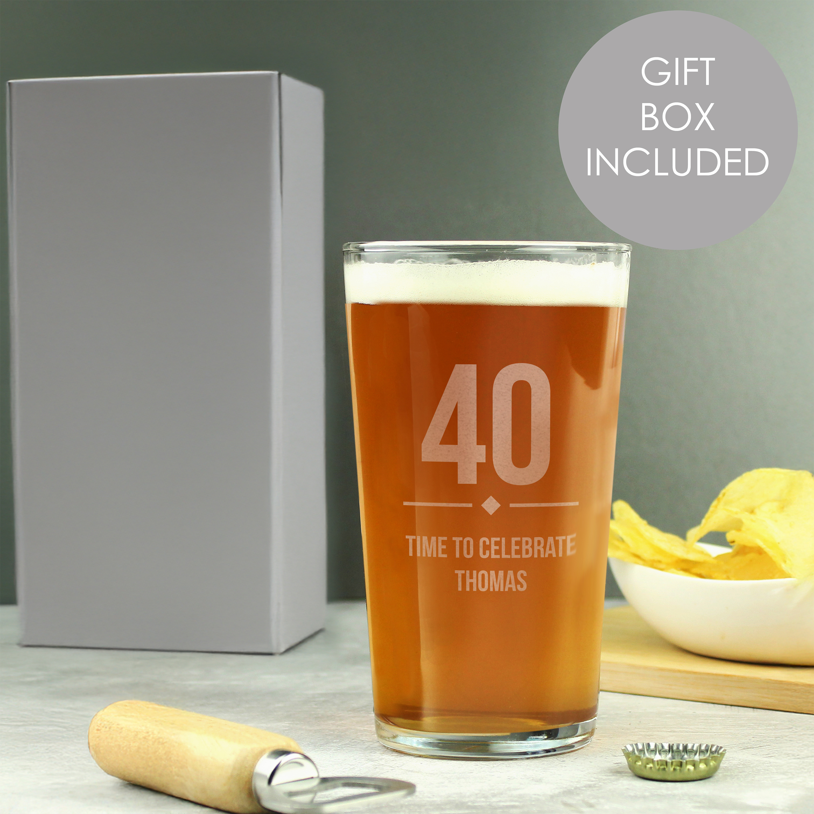 Personalised Big Age Birthday Pint Glass | Gift Boxed
