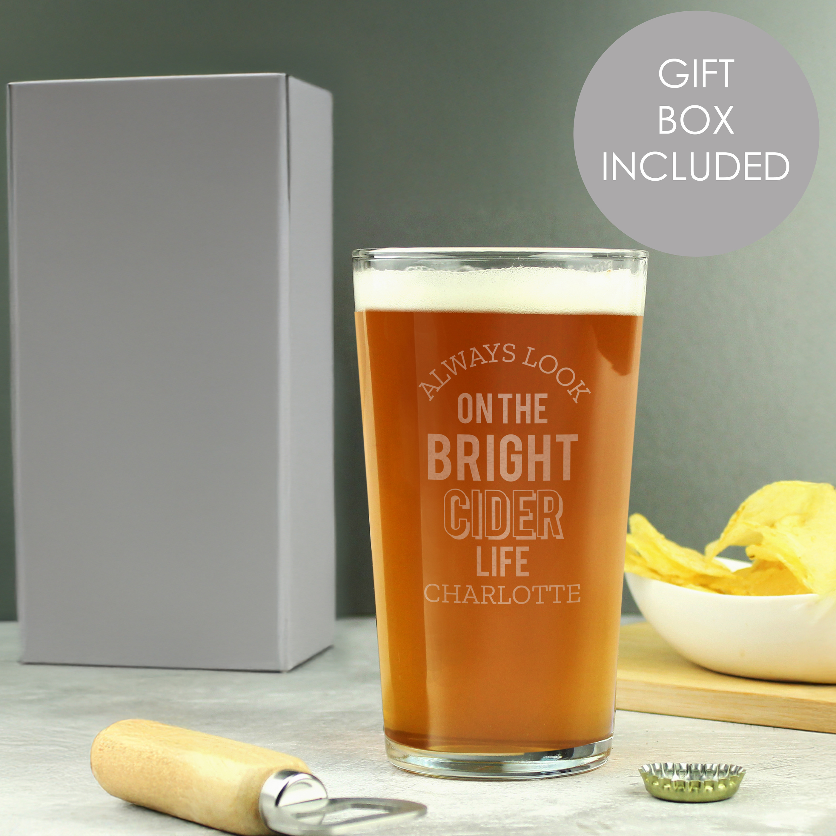 Personalised Bright Cider Life Pint Glass