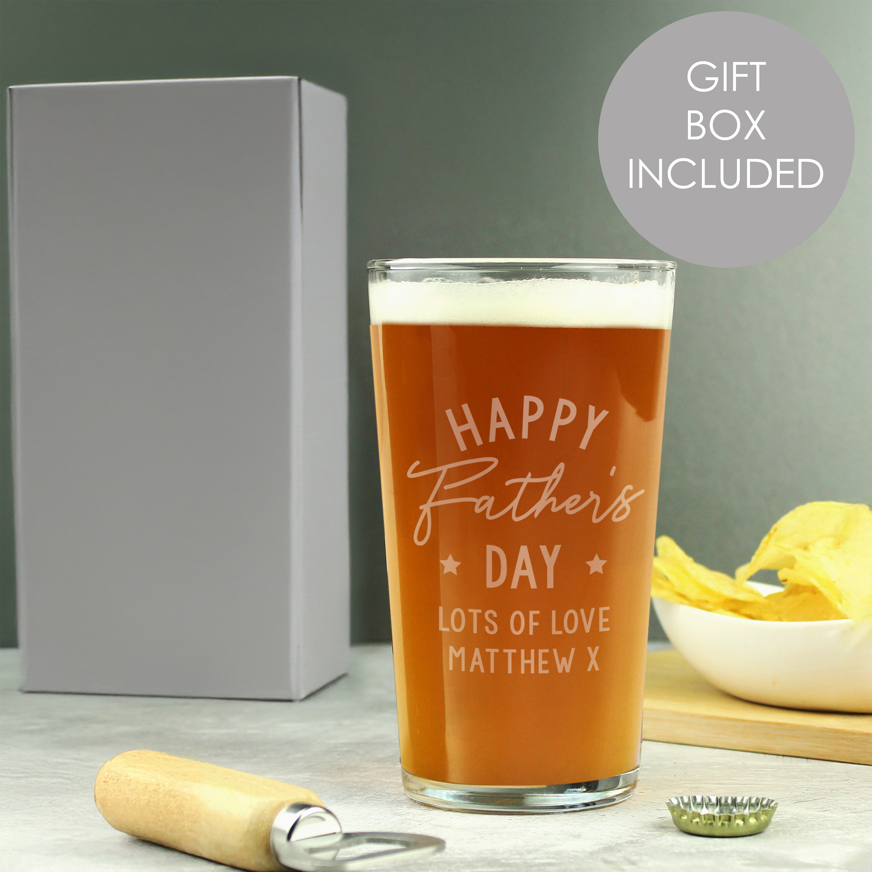 Personalised Father's Day Pint Glass | Custom Gift for Dad
