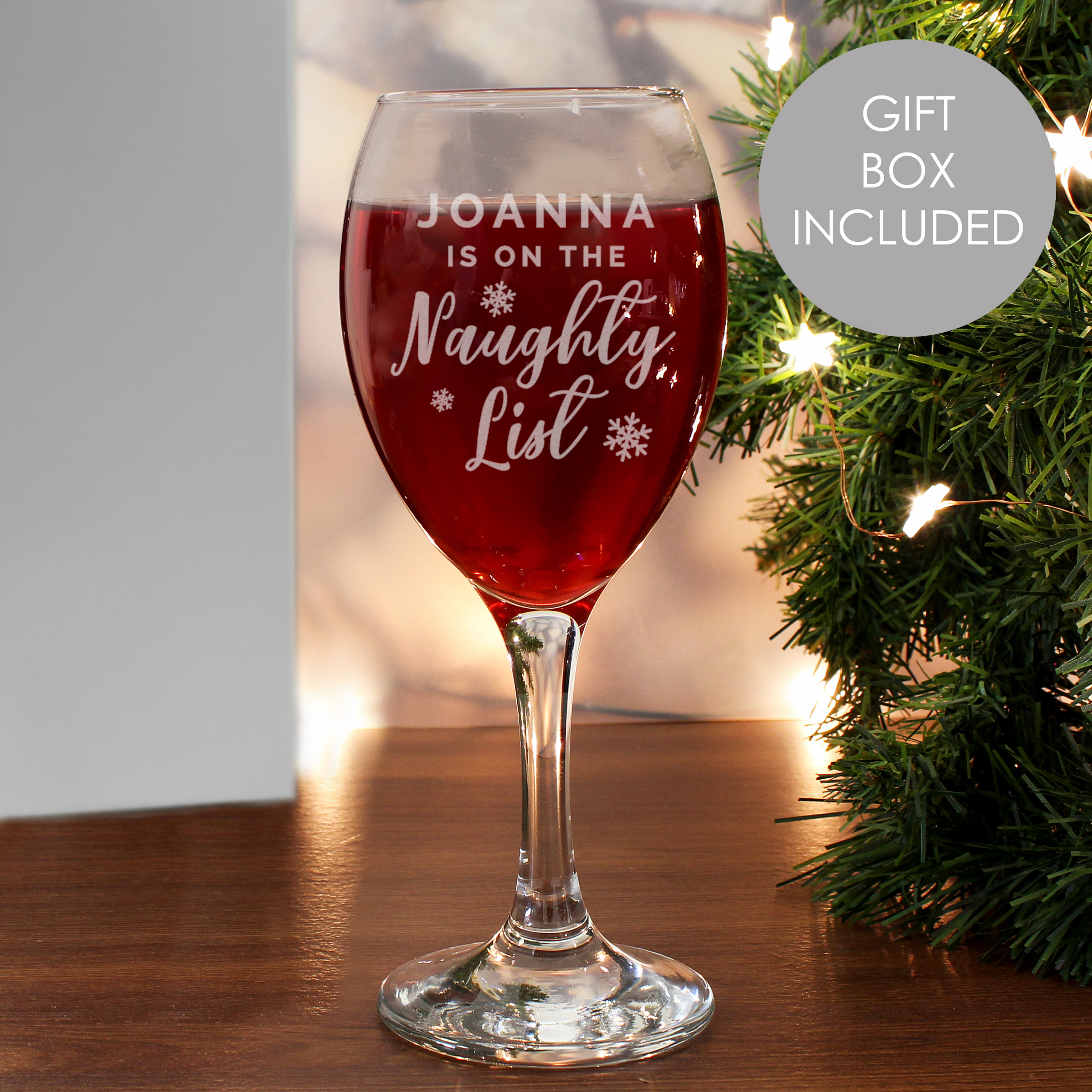 Personalised 'Naughty List' Christmas Wine Glass