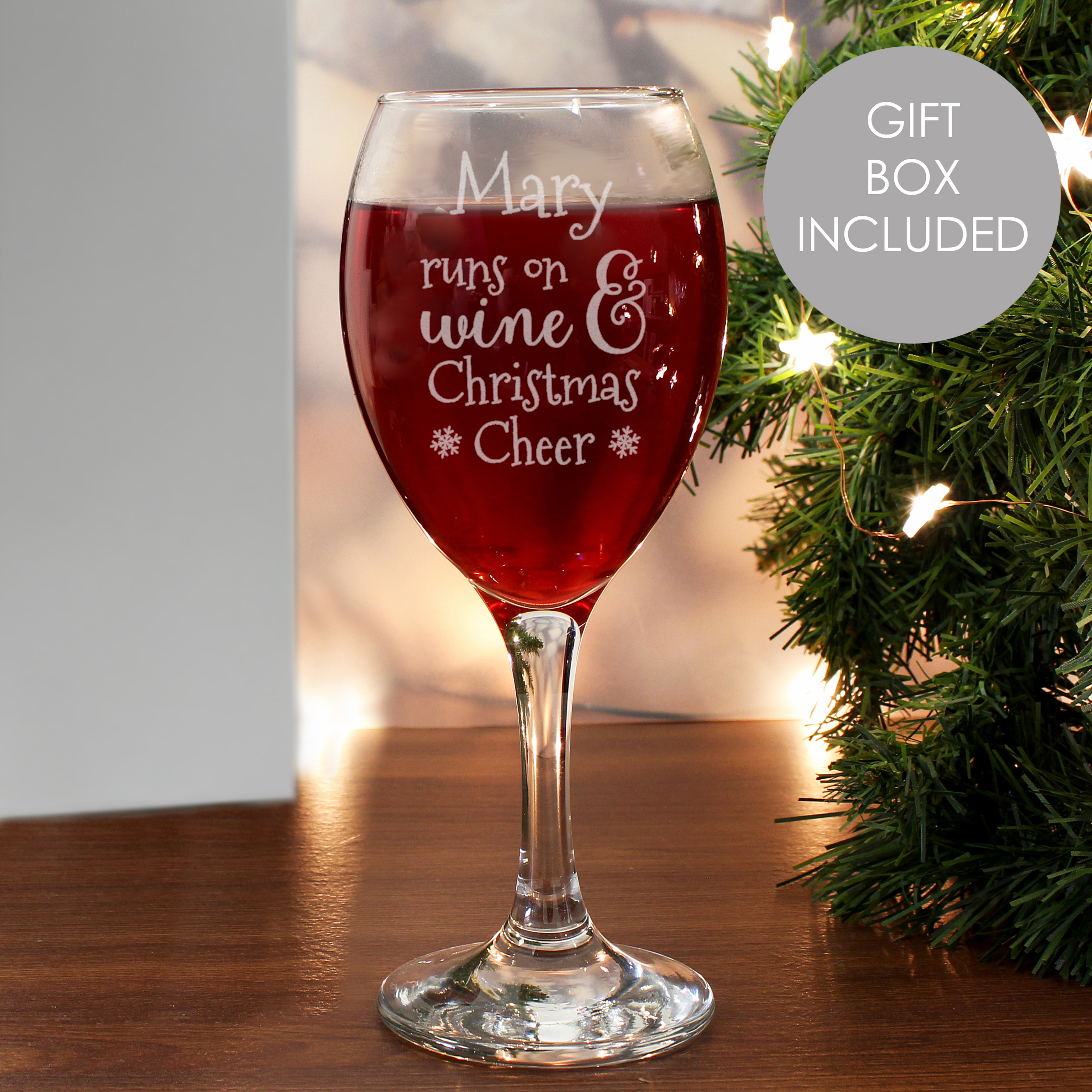 Personalised Christmas Wine Glass | Runs on Wine & Cheer