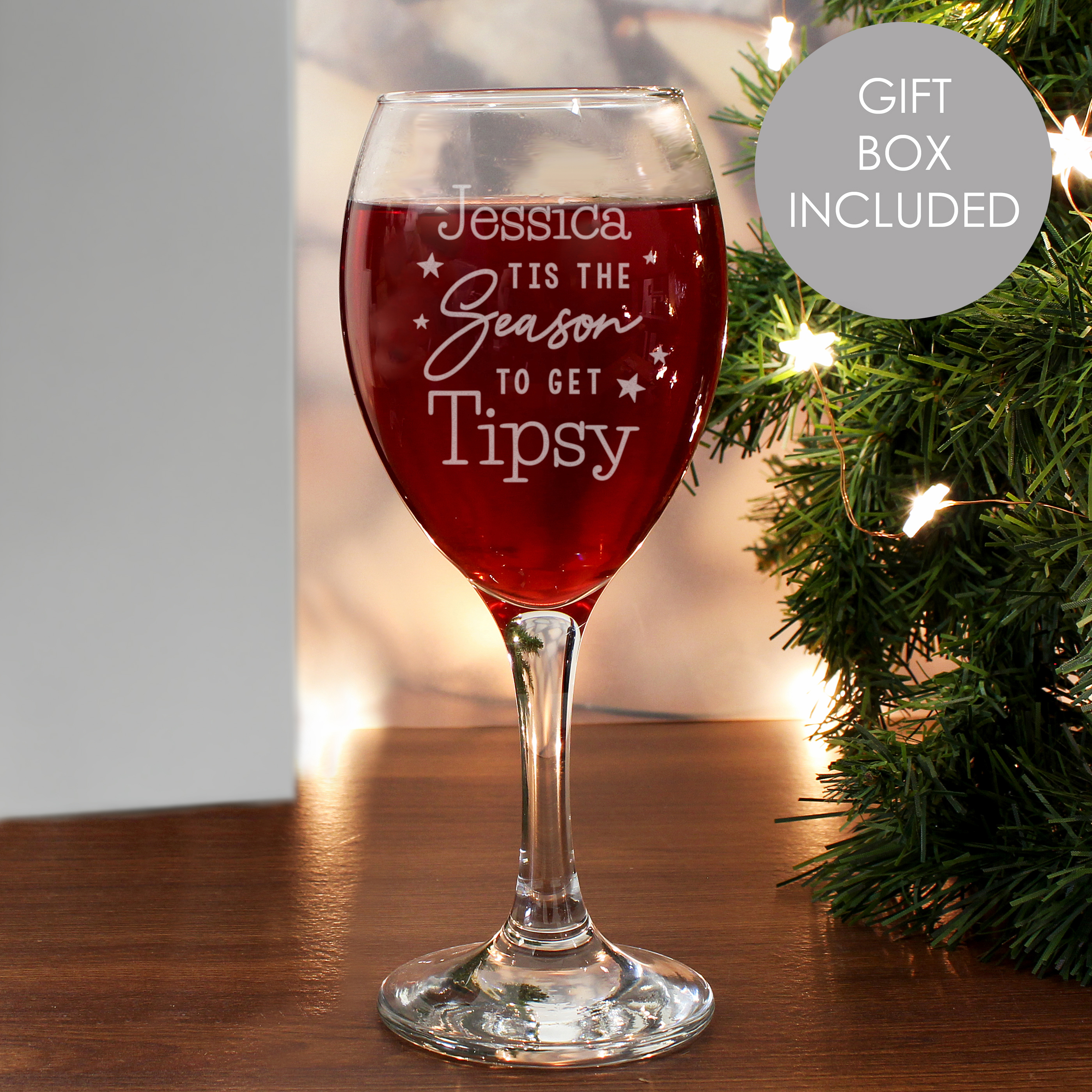 Personalised 'Tis The Season' Christmas Wine Glass