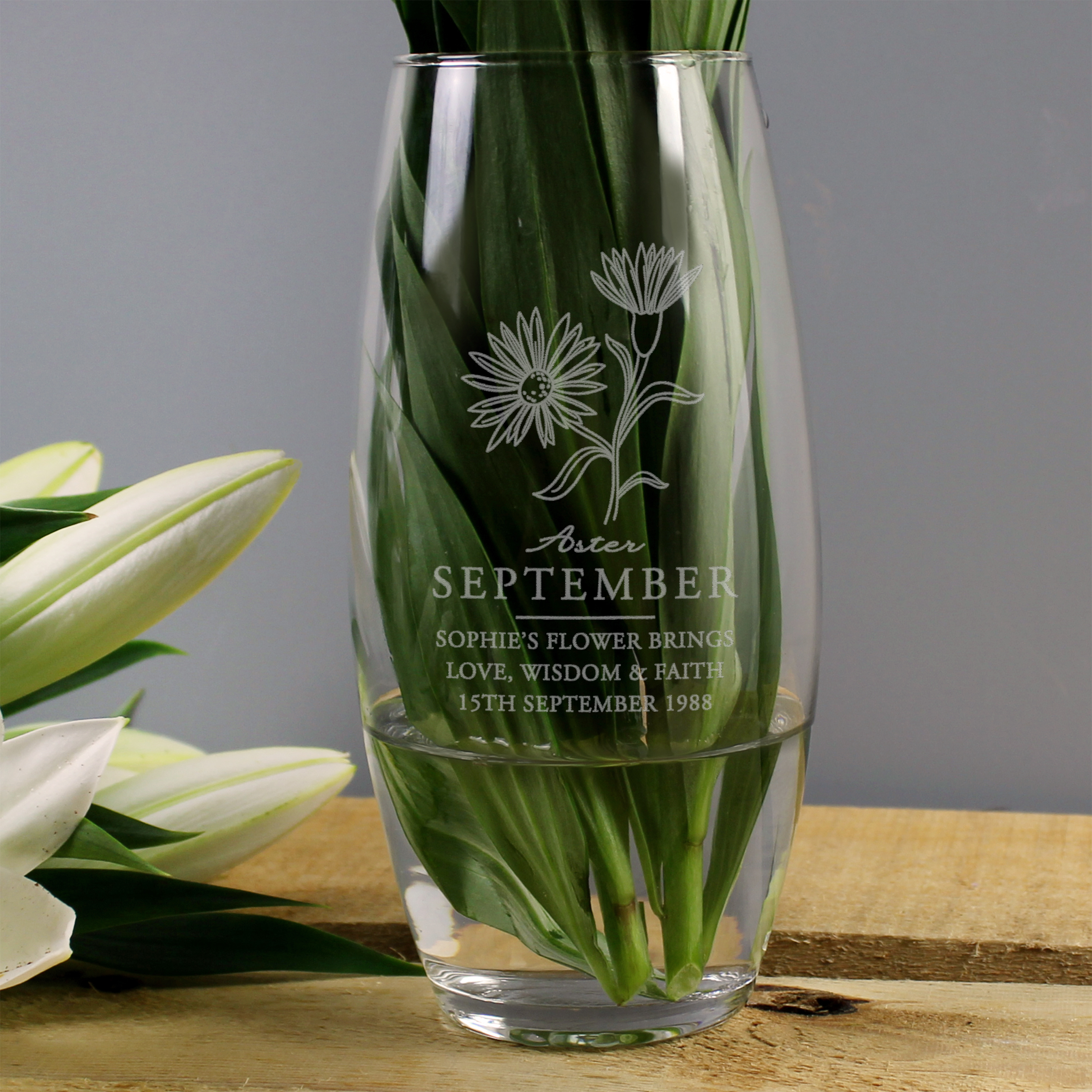 Personalised September Birth Flower Bullet Vase | Custom Gift