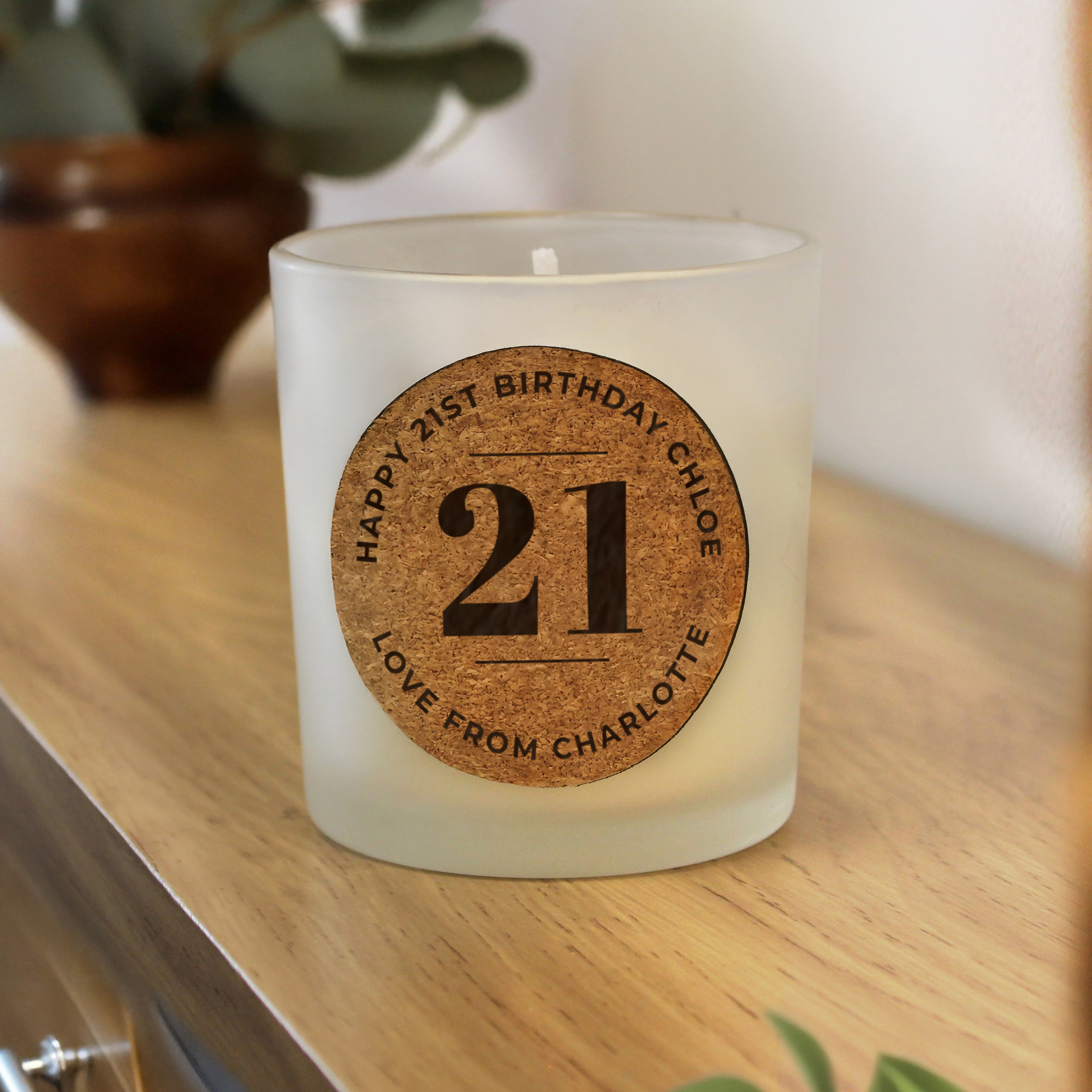 Personalised Birthday Candle Jar - Custom Cork Label Gift