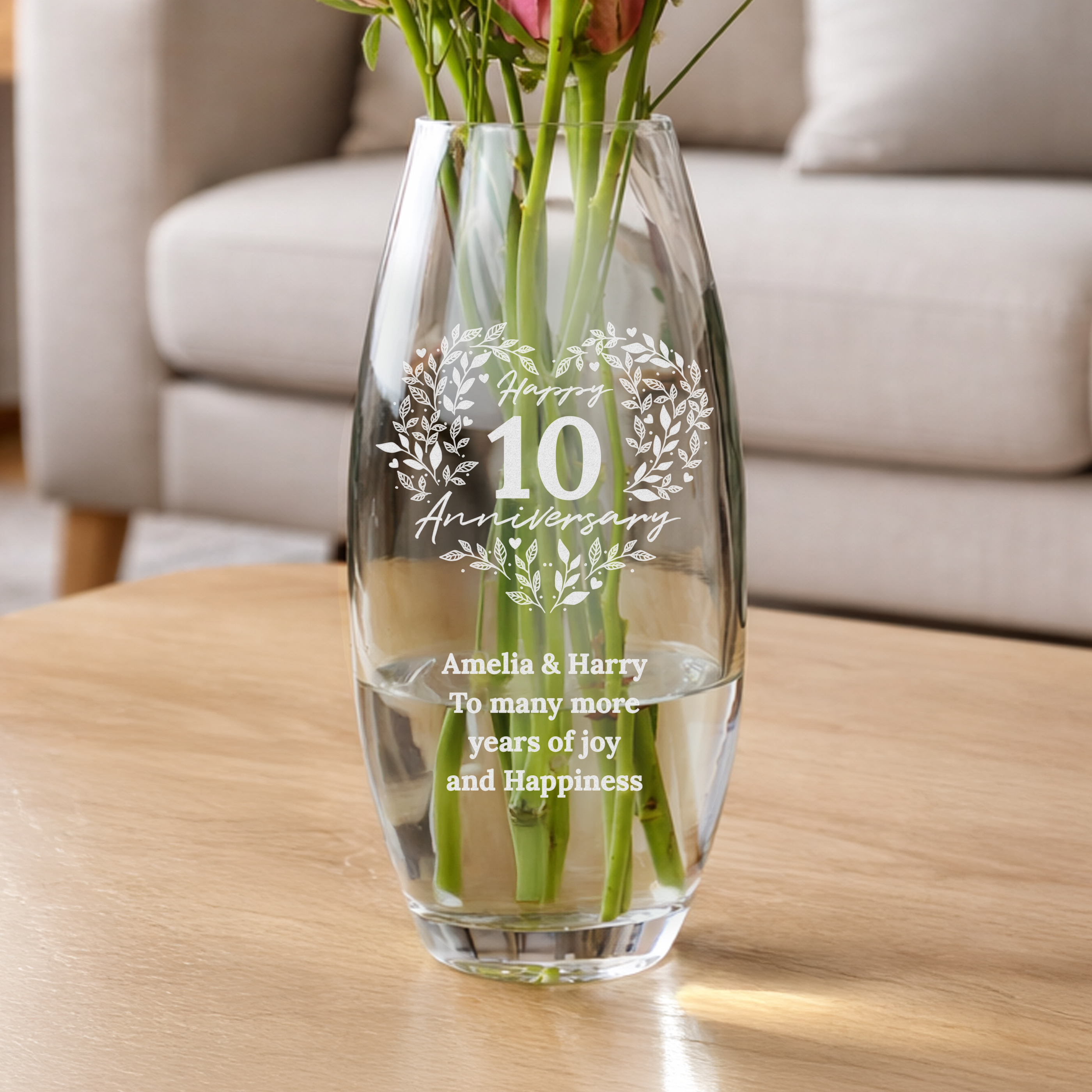 Personalised Anniversary Wreath Bullet Vase | Custom Gift