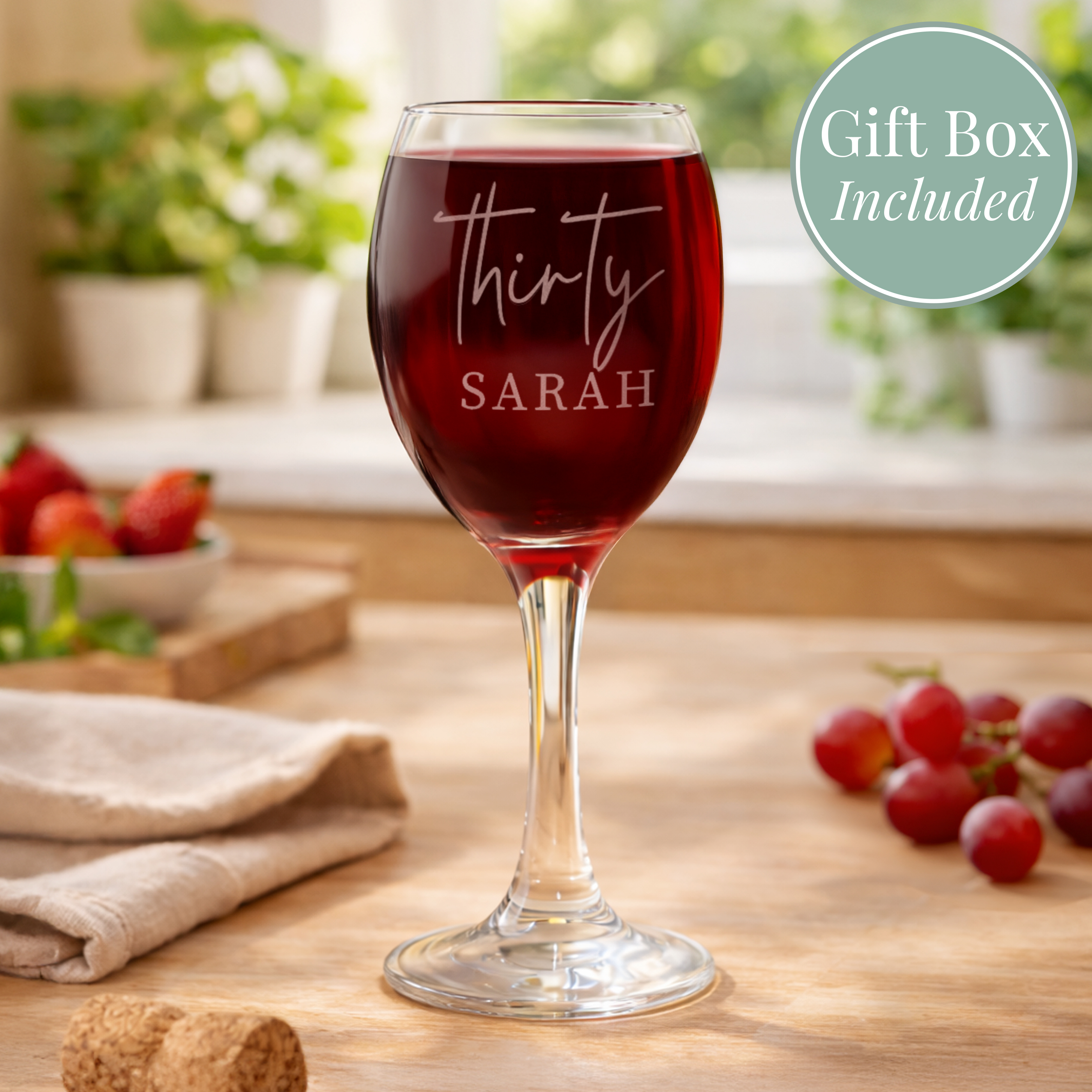 Personalised Age & Name Wine Glass Gift