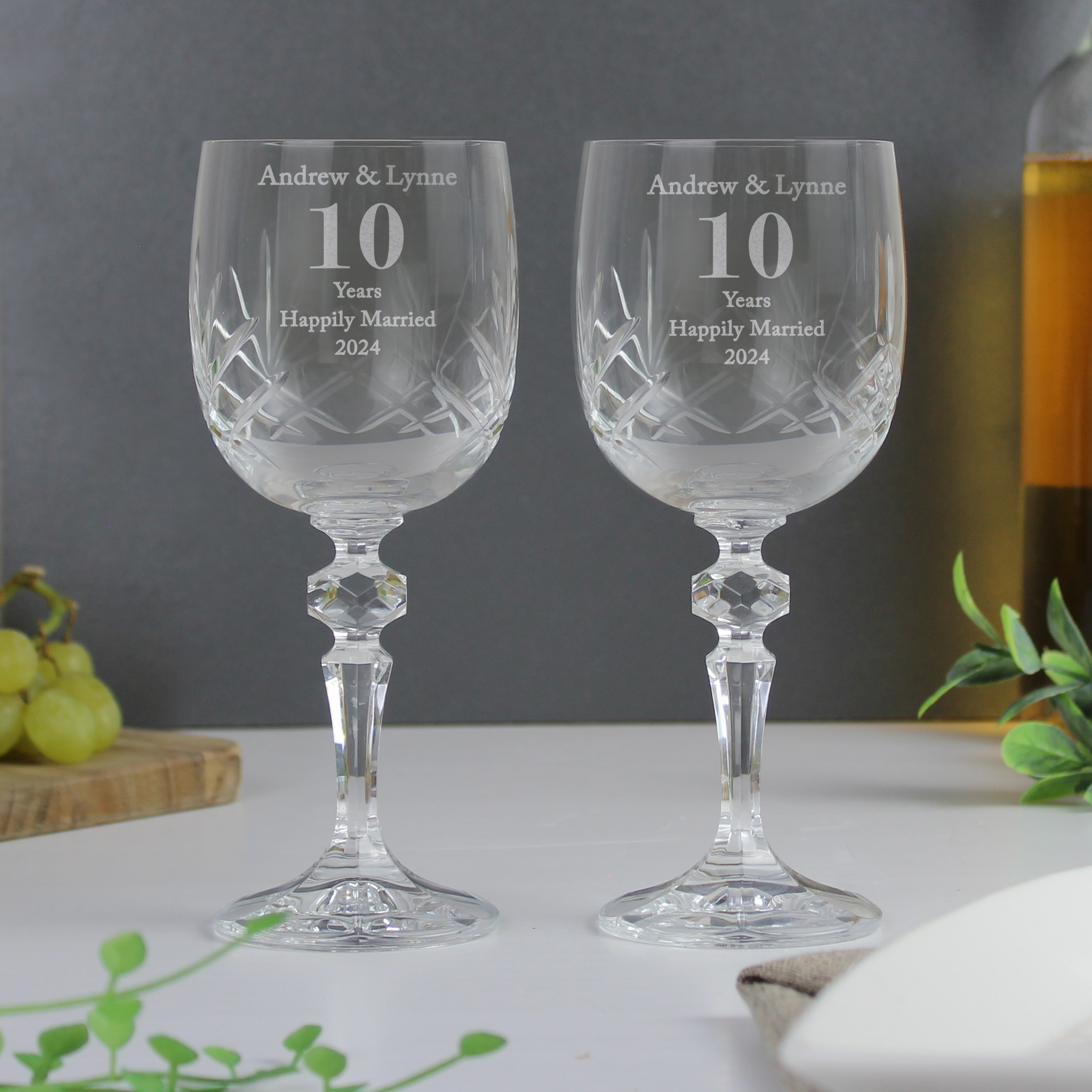 Personalised Anniversary Crystal Wine Glasses Pair
