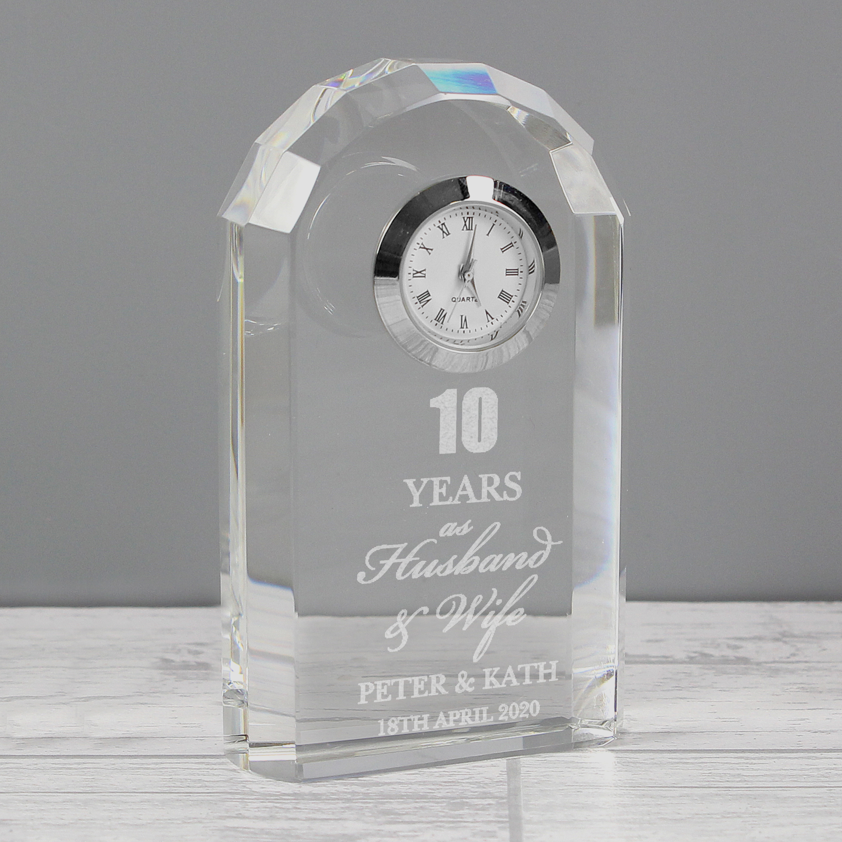 Personalised Anniversary Crystal Clock | Custom Gift