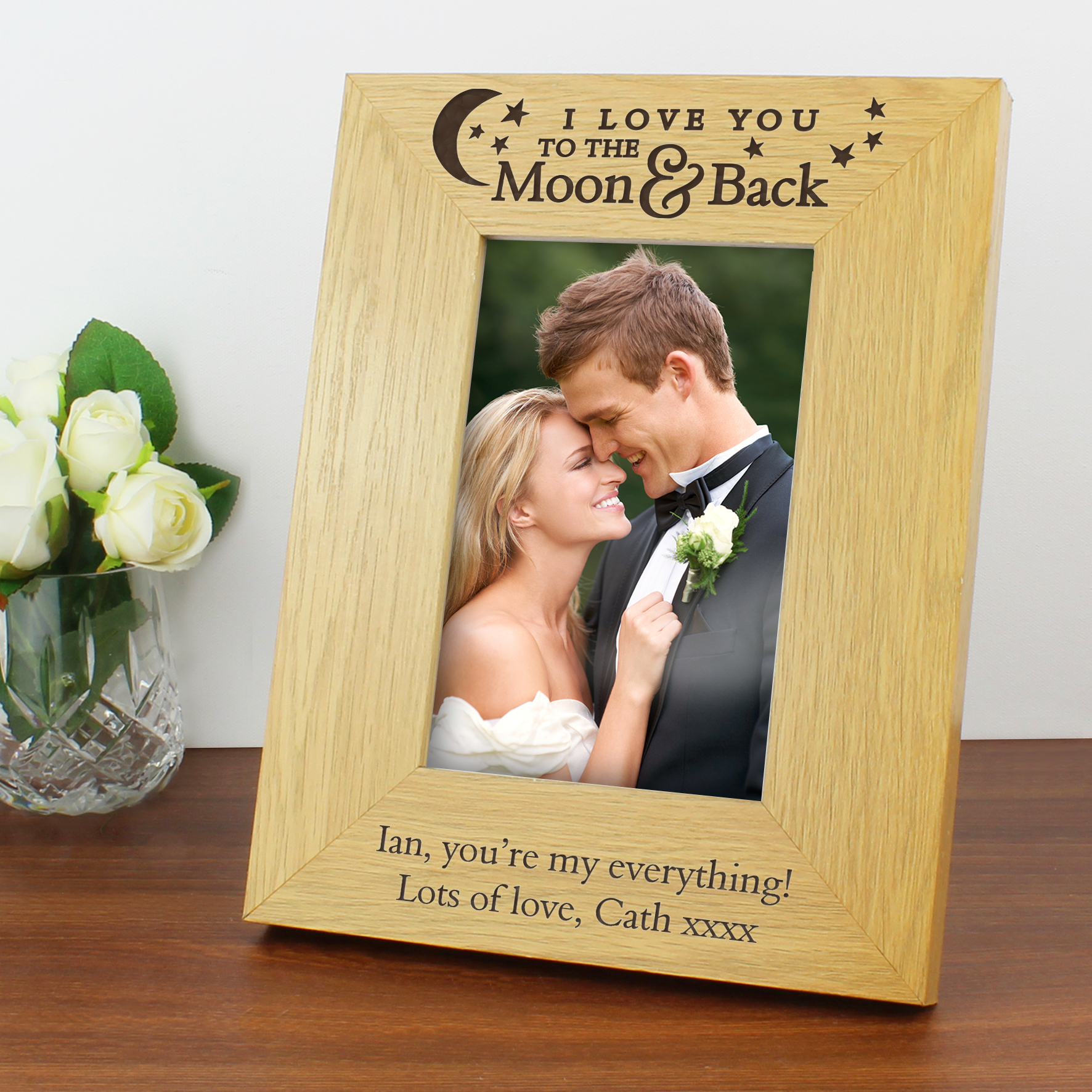 Personalised 'To the Moon & Back' 6x4 Oak Photo Frame