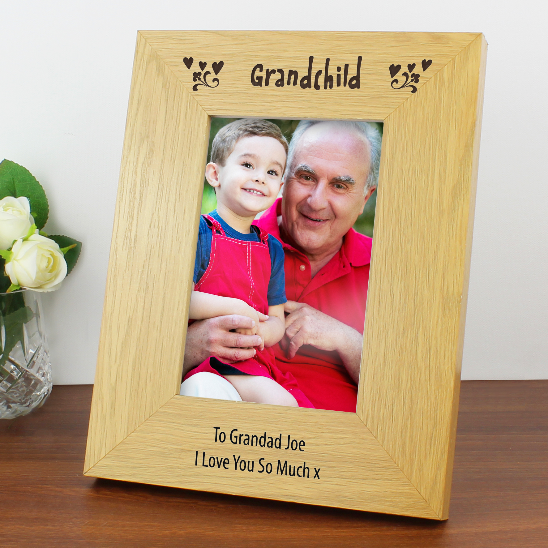 Personalised Grandchild Oak 6x4 Photo Frame