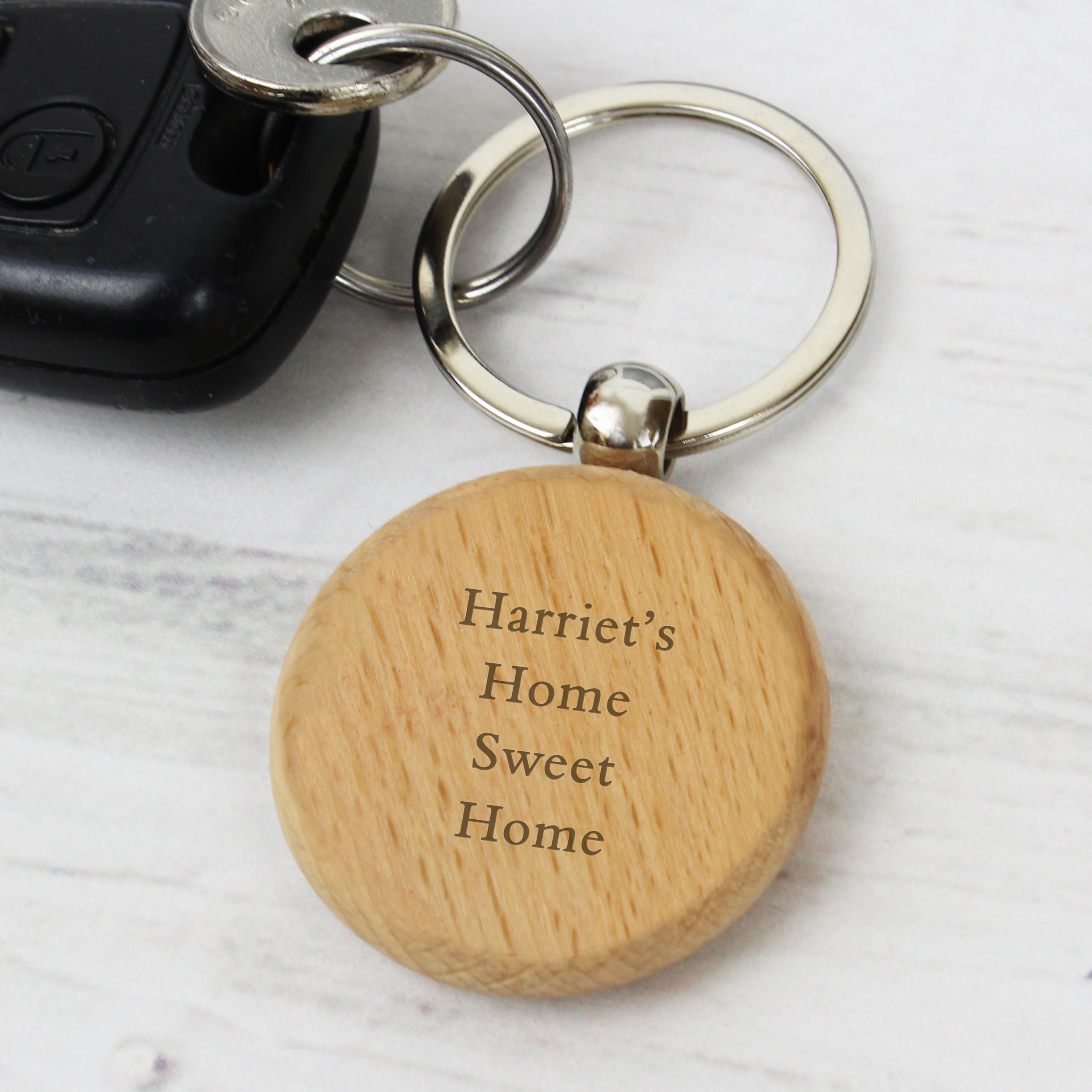 Personalised Wooden Keyring | Custom Gift for New Home