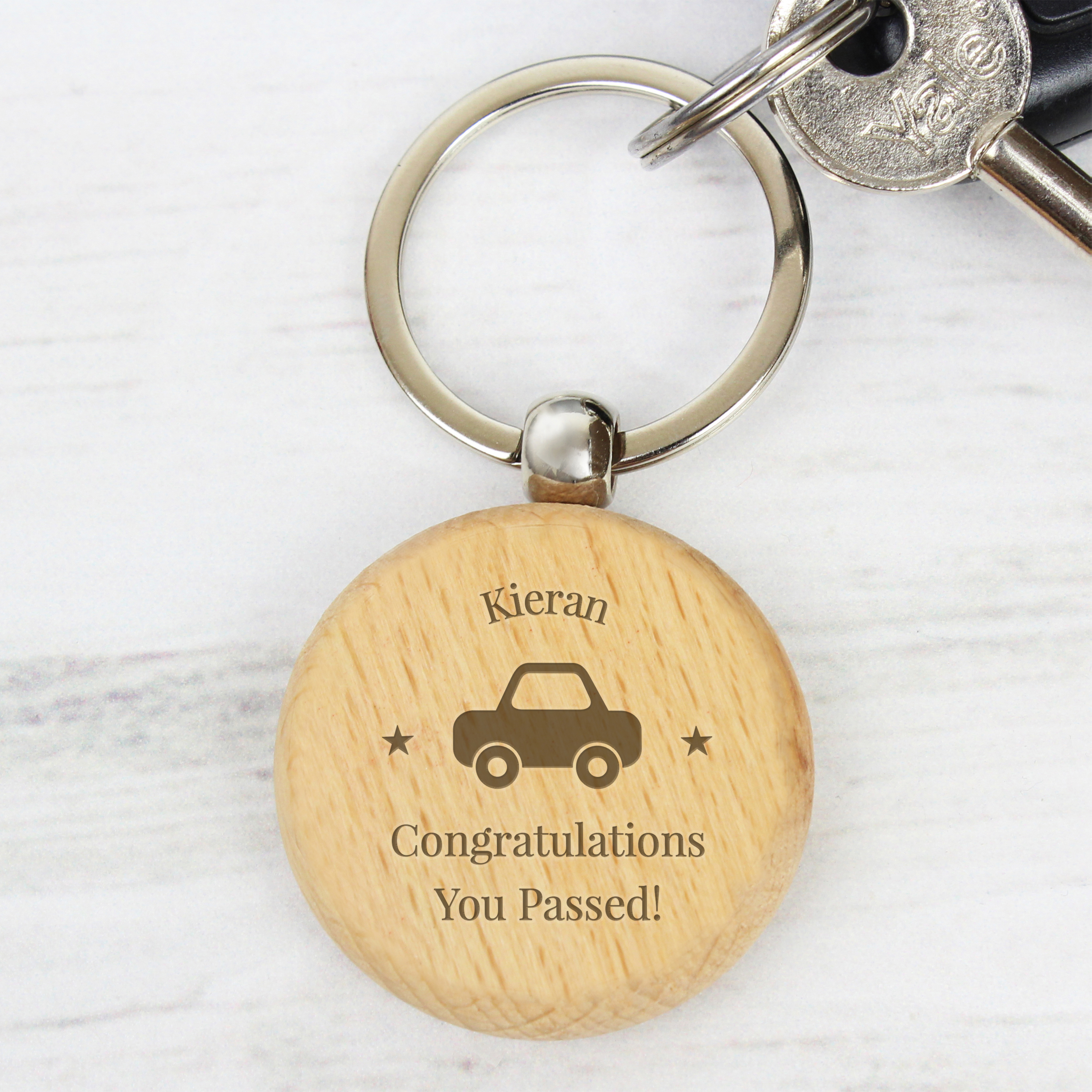 Personalised 'Car Motif' Wooden Keyring | Custom Gift