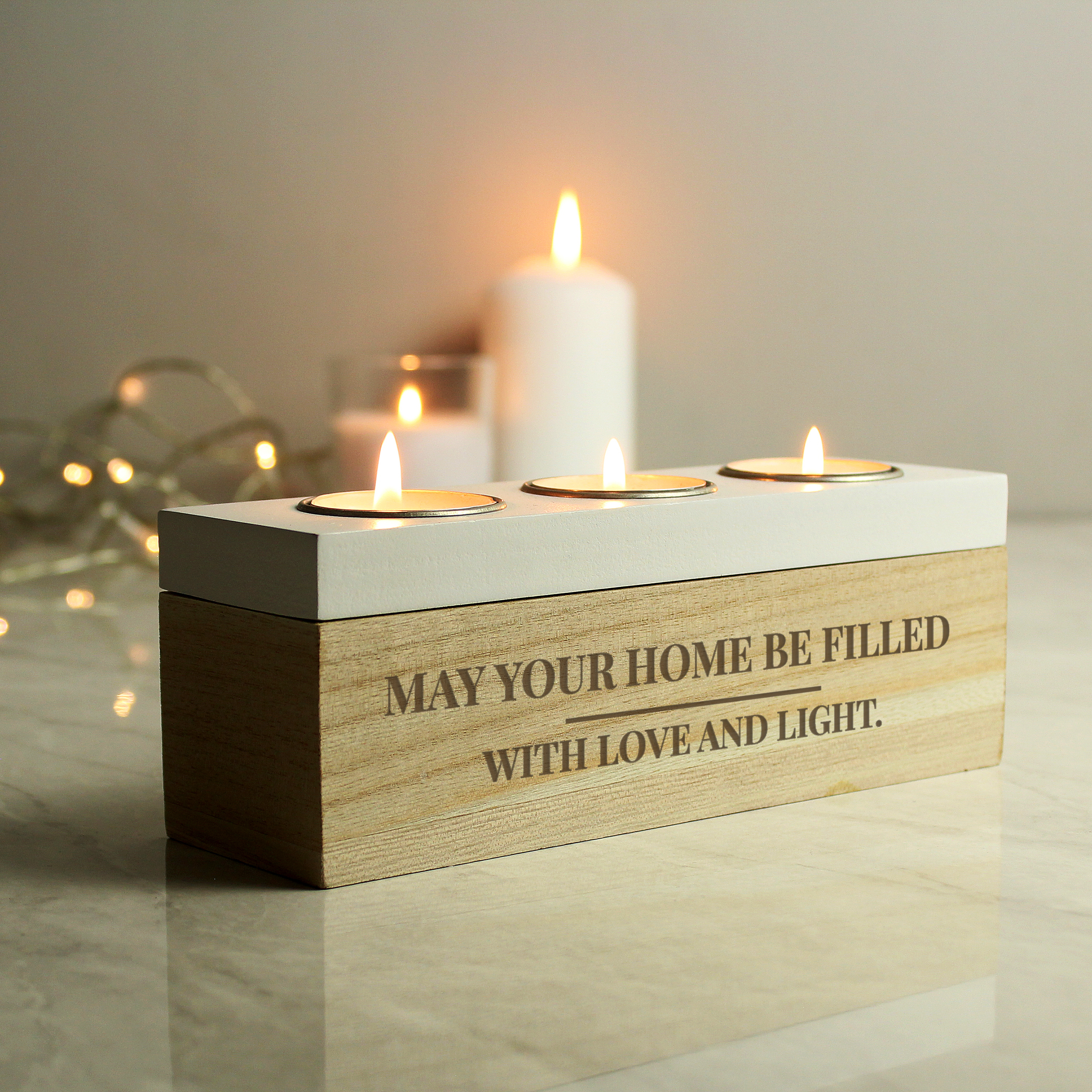 Personalised Classic Triple Tea Light Box | Unique Home Decor