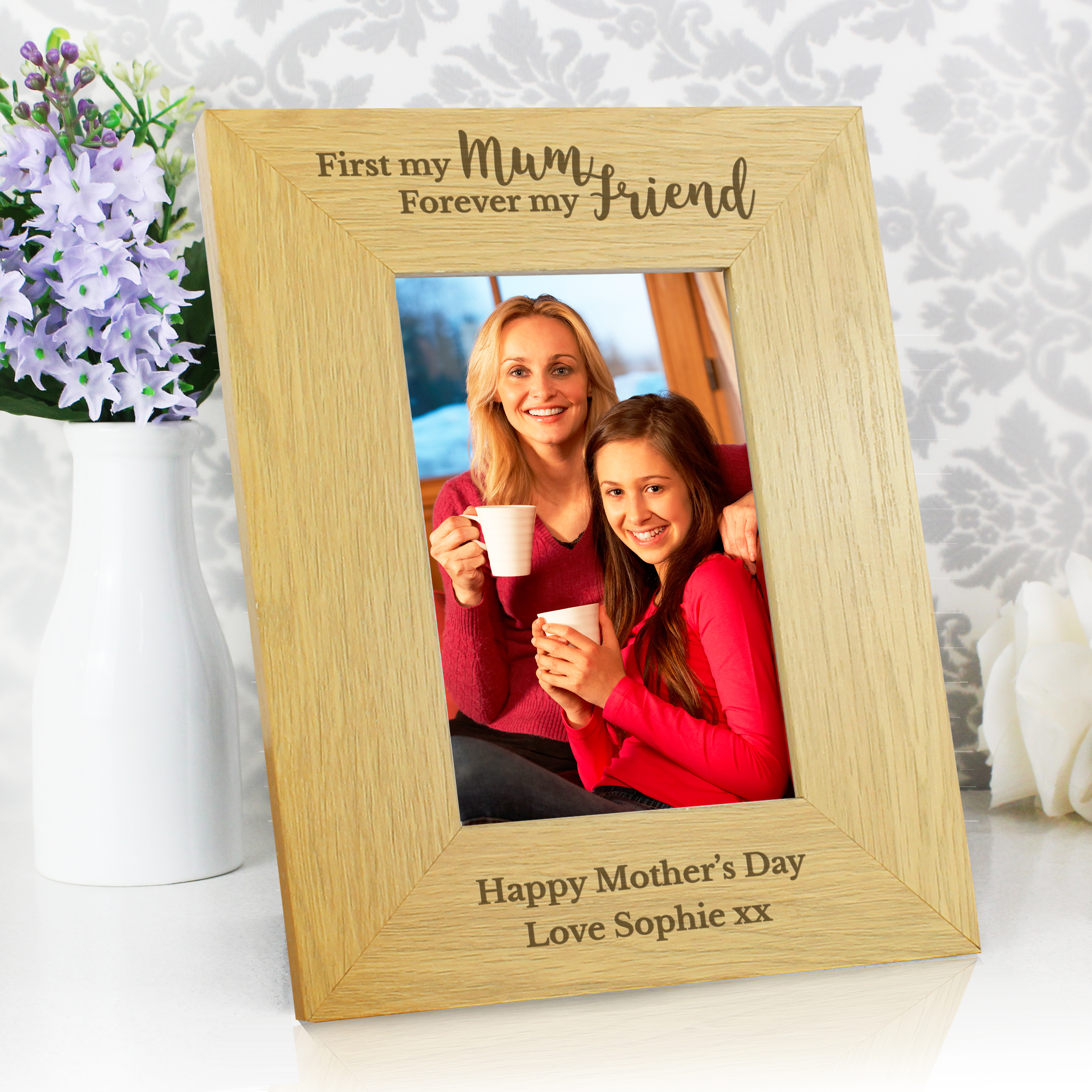 Personalised 'First My Mum' Oak Finish Photo Frame