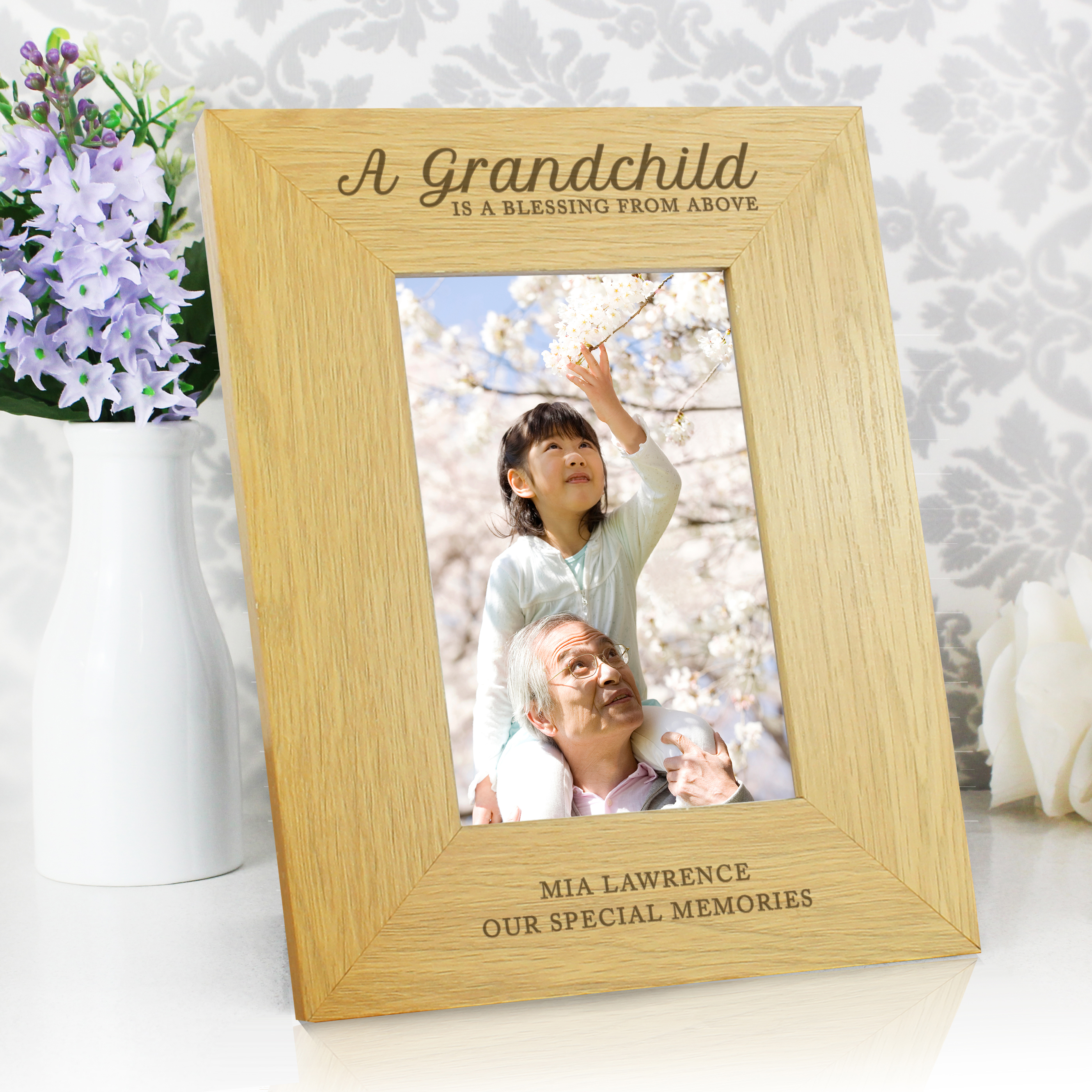 Personalised 'Grandchild is a Blessing' Oak Photo Frame 6x4