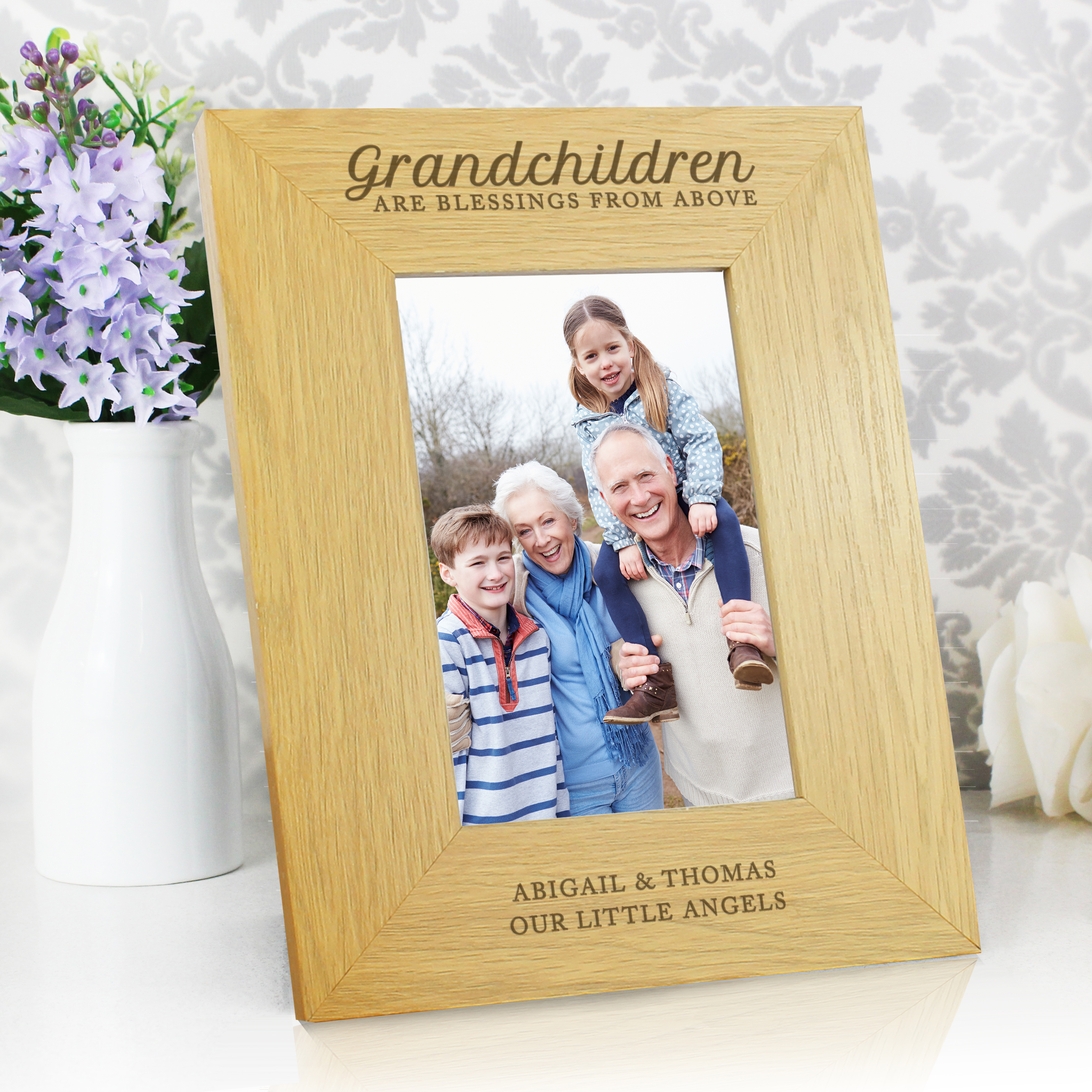 Personalised Grandchildren Blessing Oak Finish Photo Frame 6x4