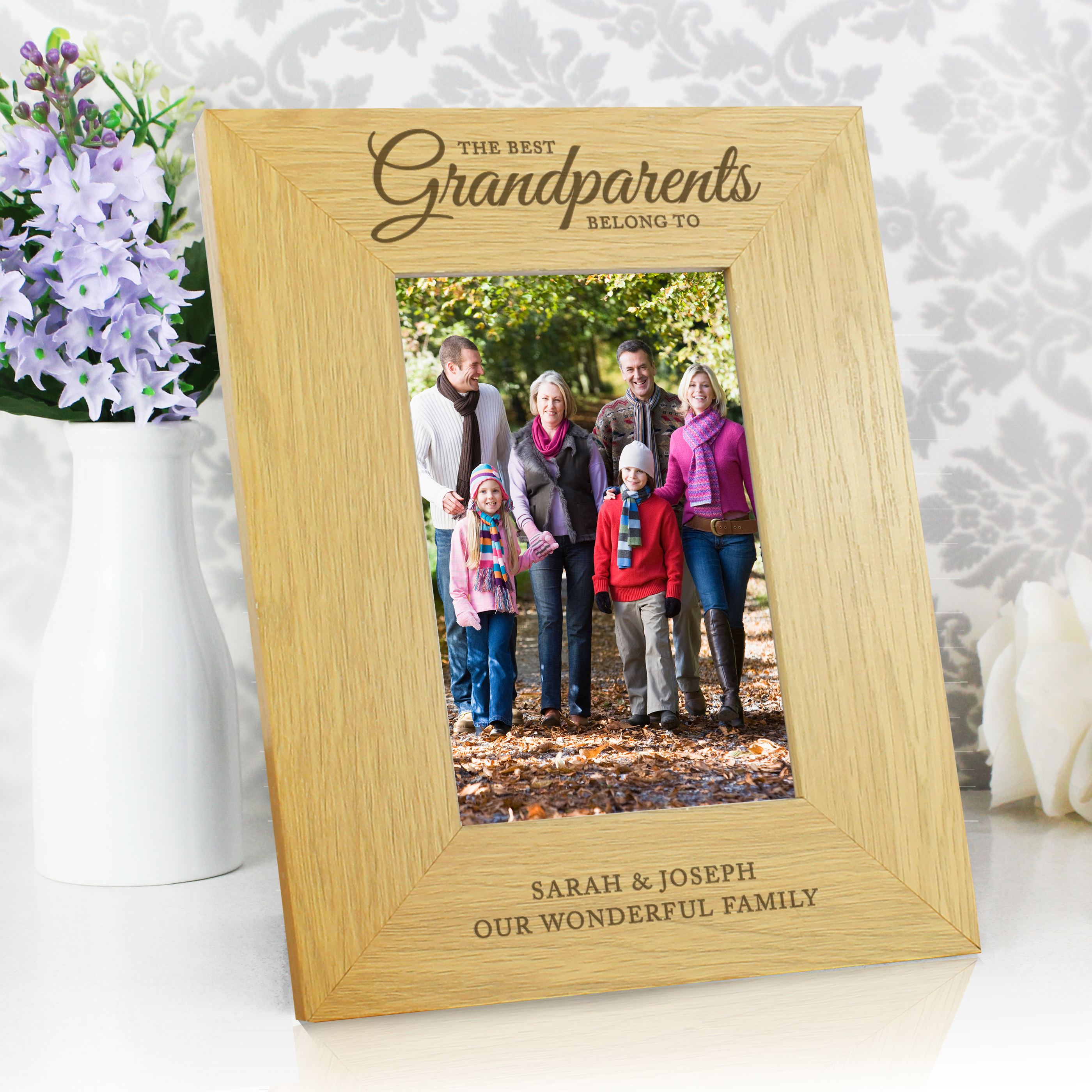 Personalised 'The Best Grandparents' Oak Finish Photo Frame 6x4
