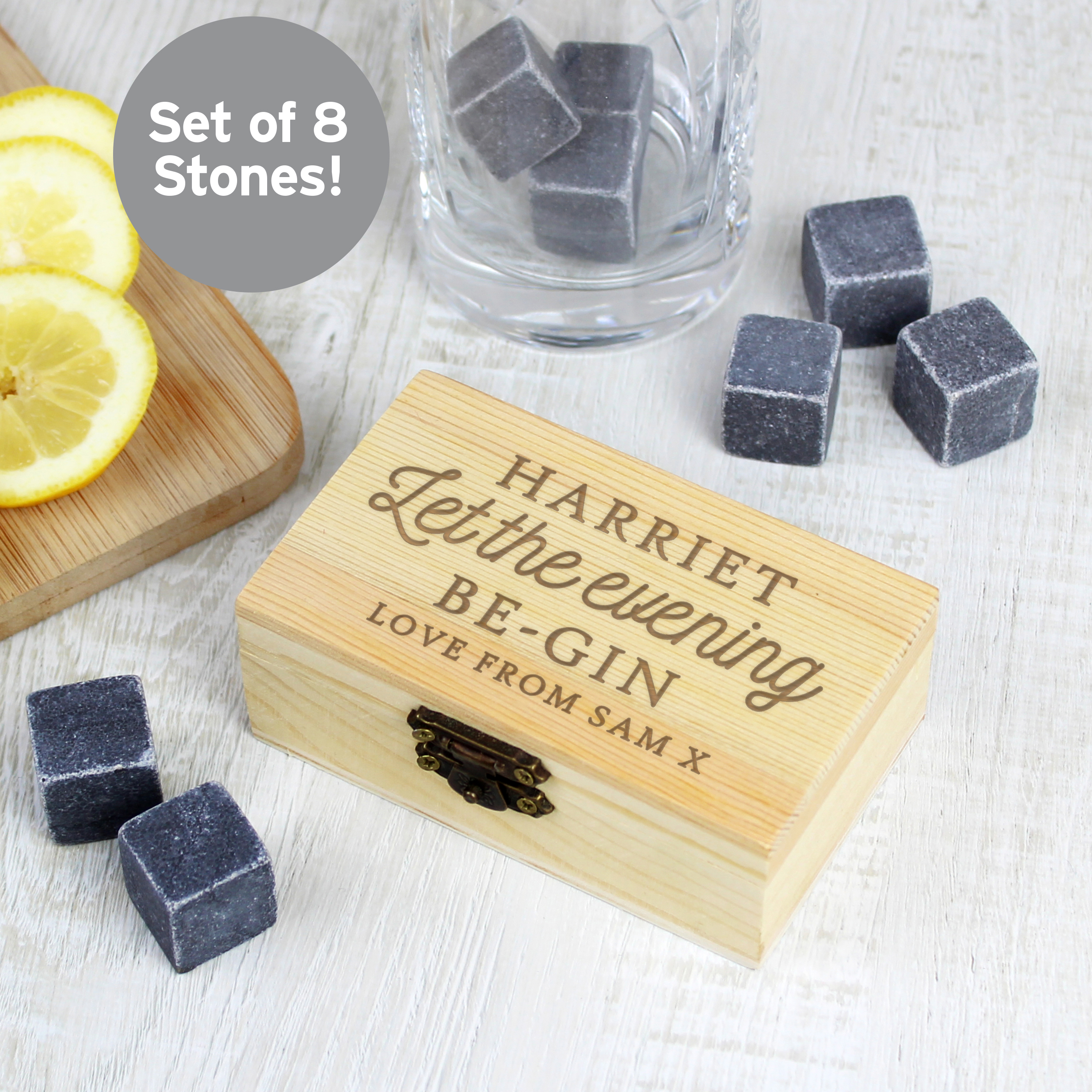 Personalised 'Let The Evening Be-Gin' Cooling Stones