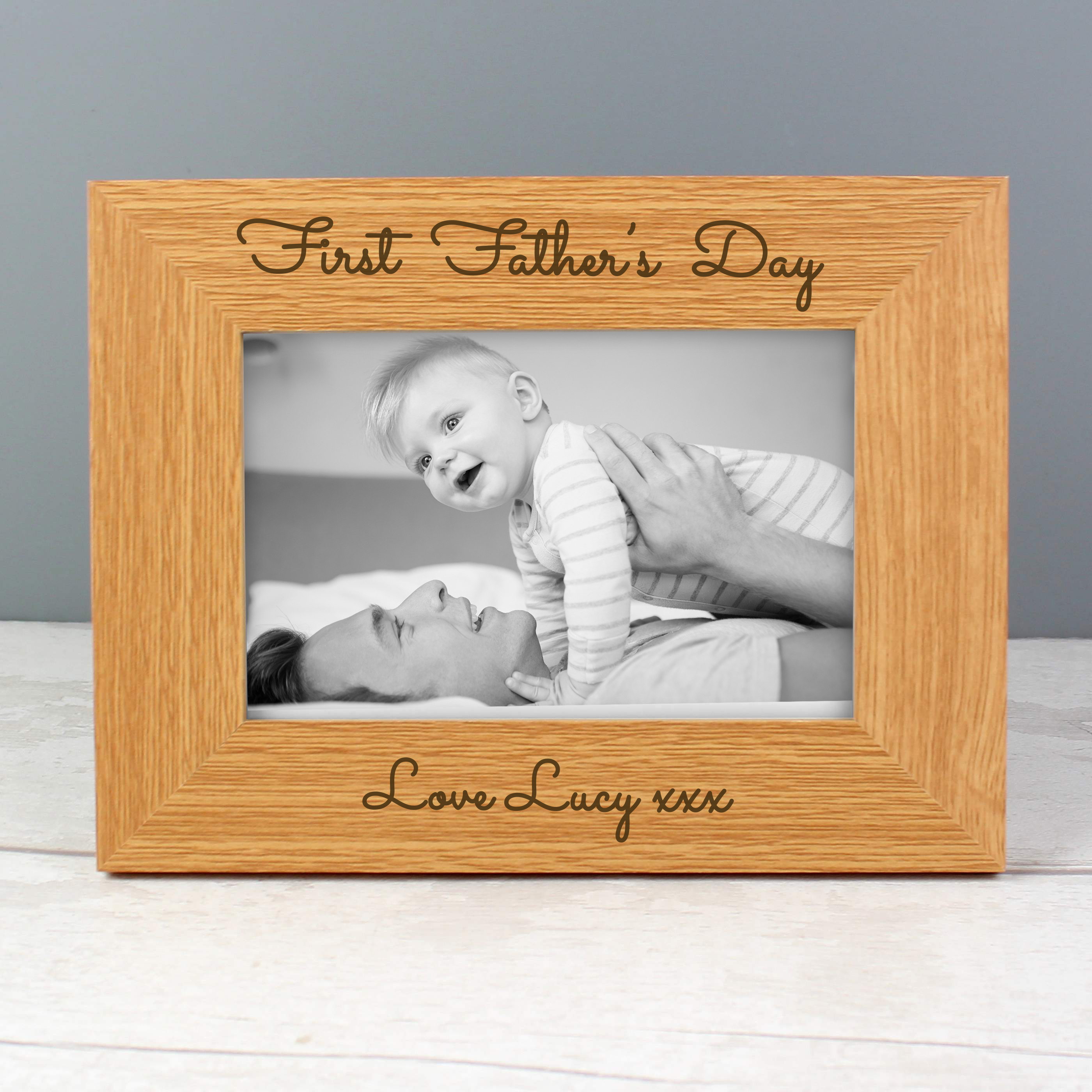 Personalised Wooden 6x4 Photo Frame with Oak Finish