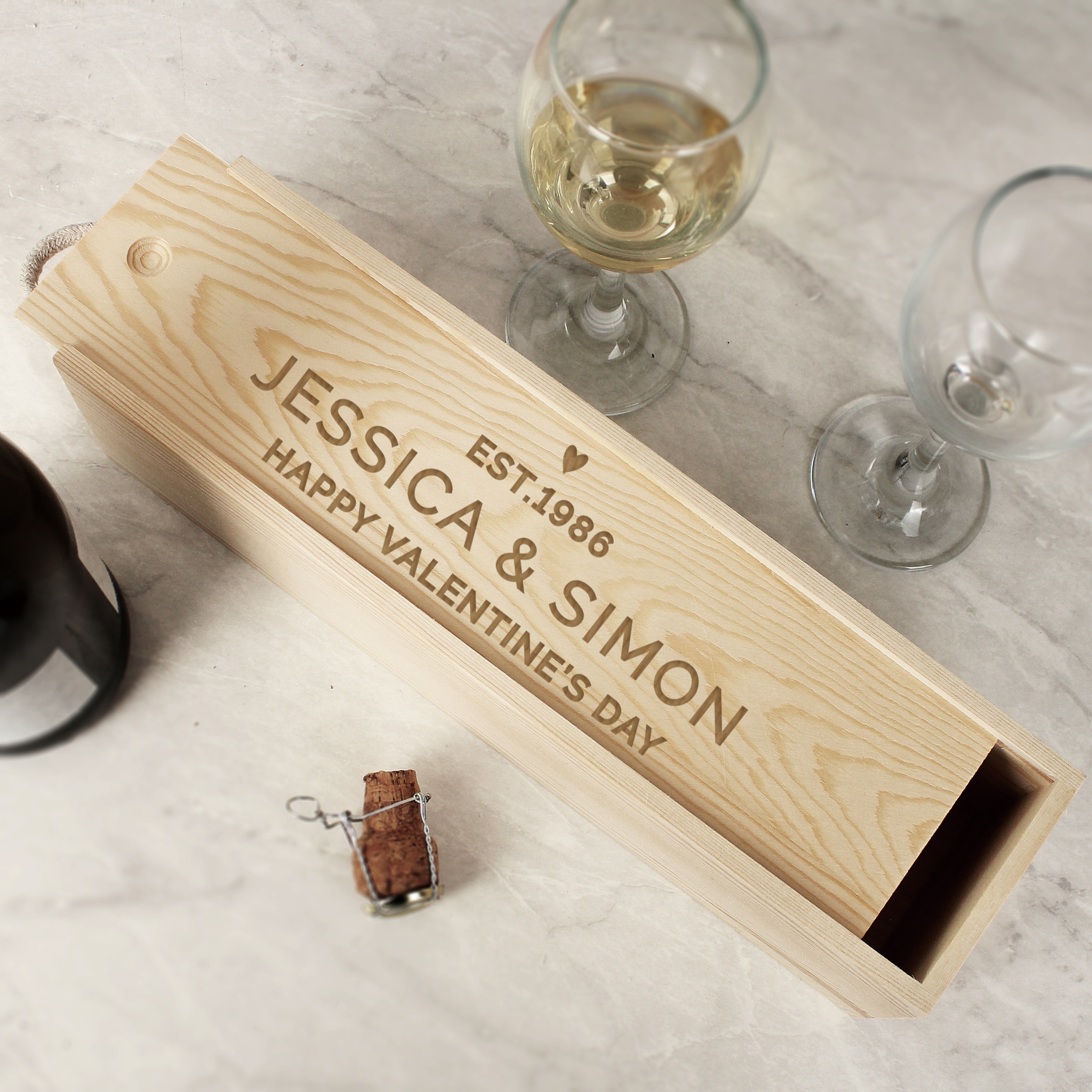 Personalised Love Heart Wooden Wine Box