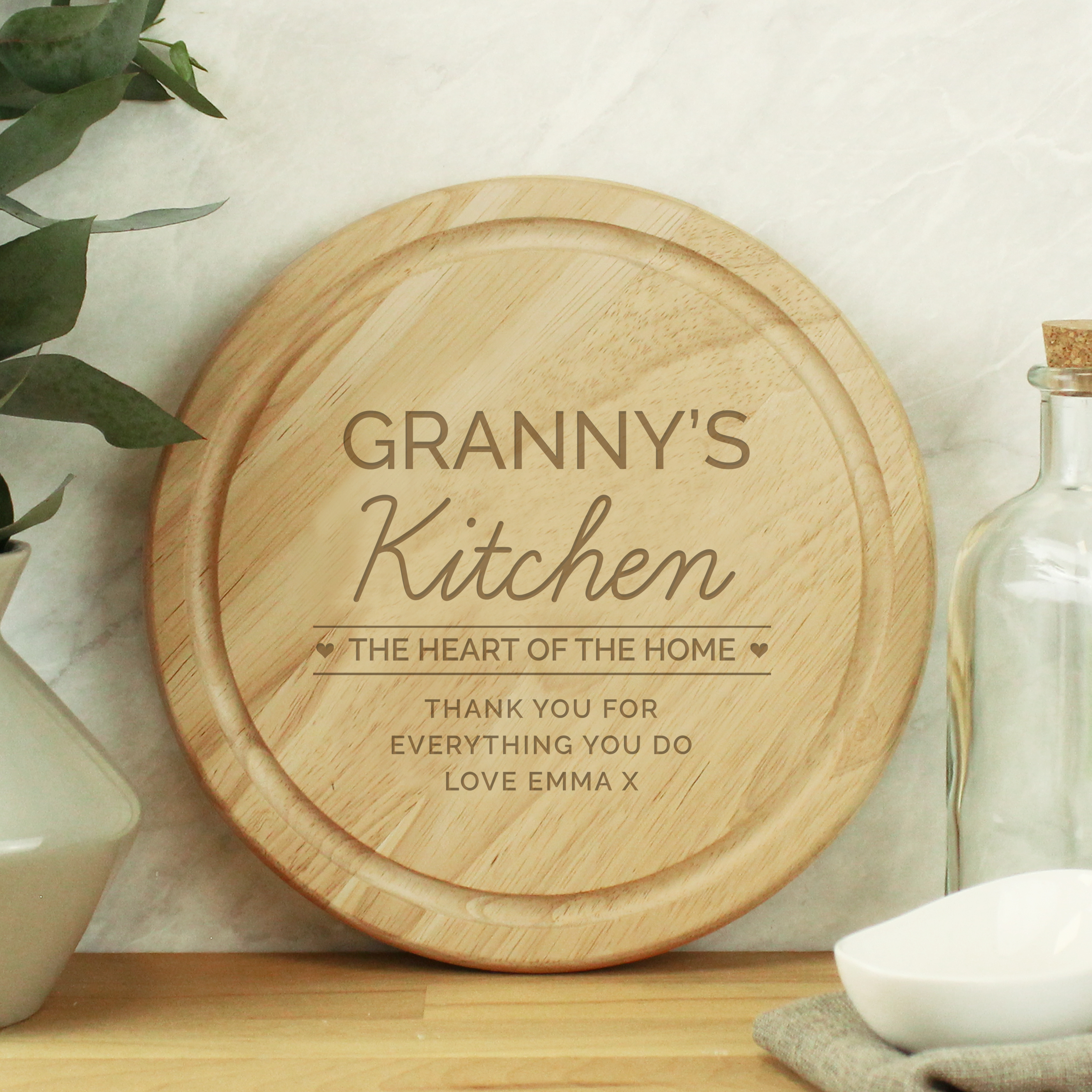 Personalised Heart of the Home Wooden Chopping Board | Custom Kitchen Gift