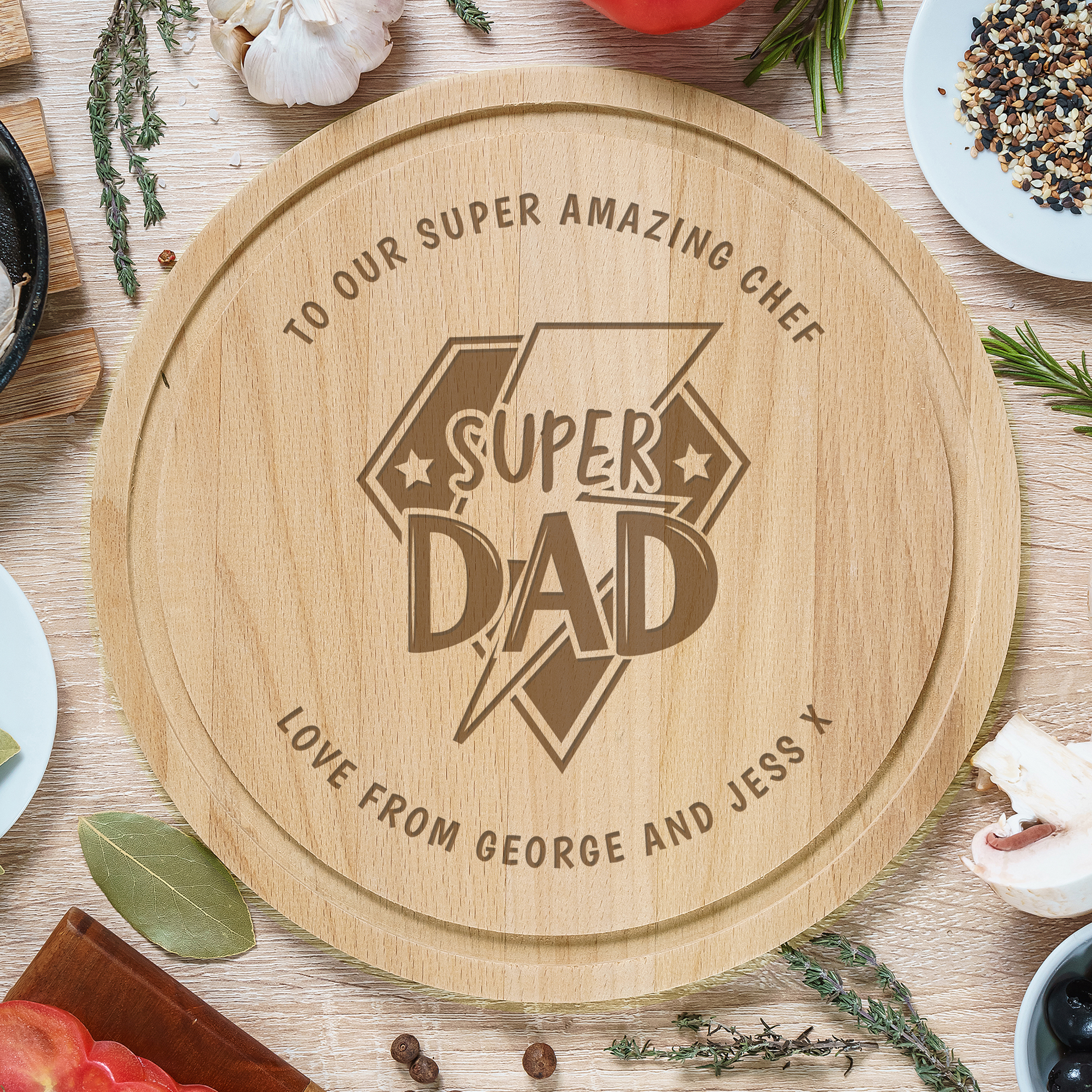Personalised Super Dad Chopping Board | Custom Kitchen Gift