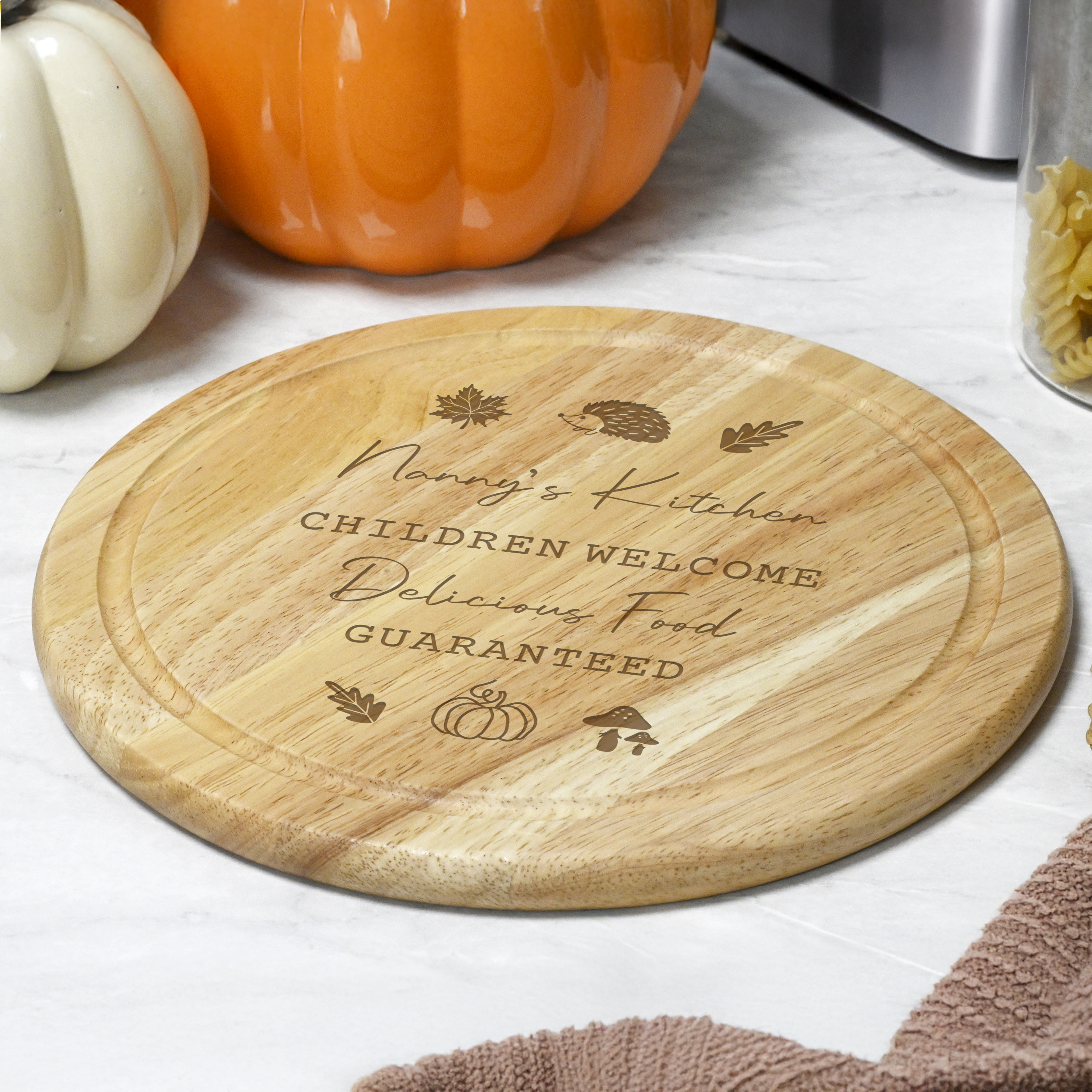 Personalised Autumn Wooden Chopping Board | Custom Kitchen Gift