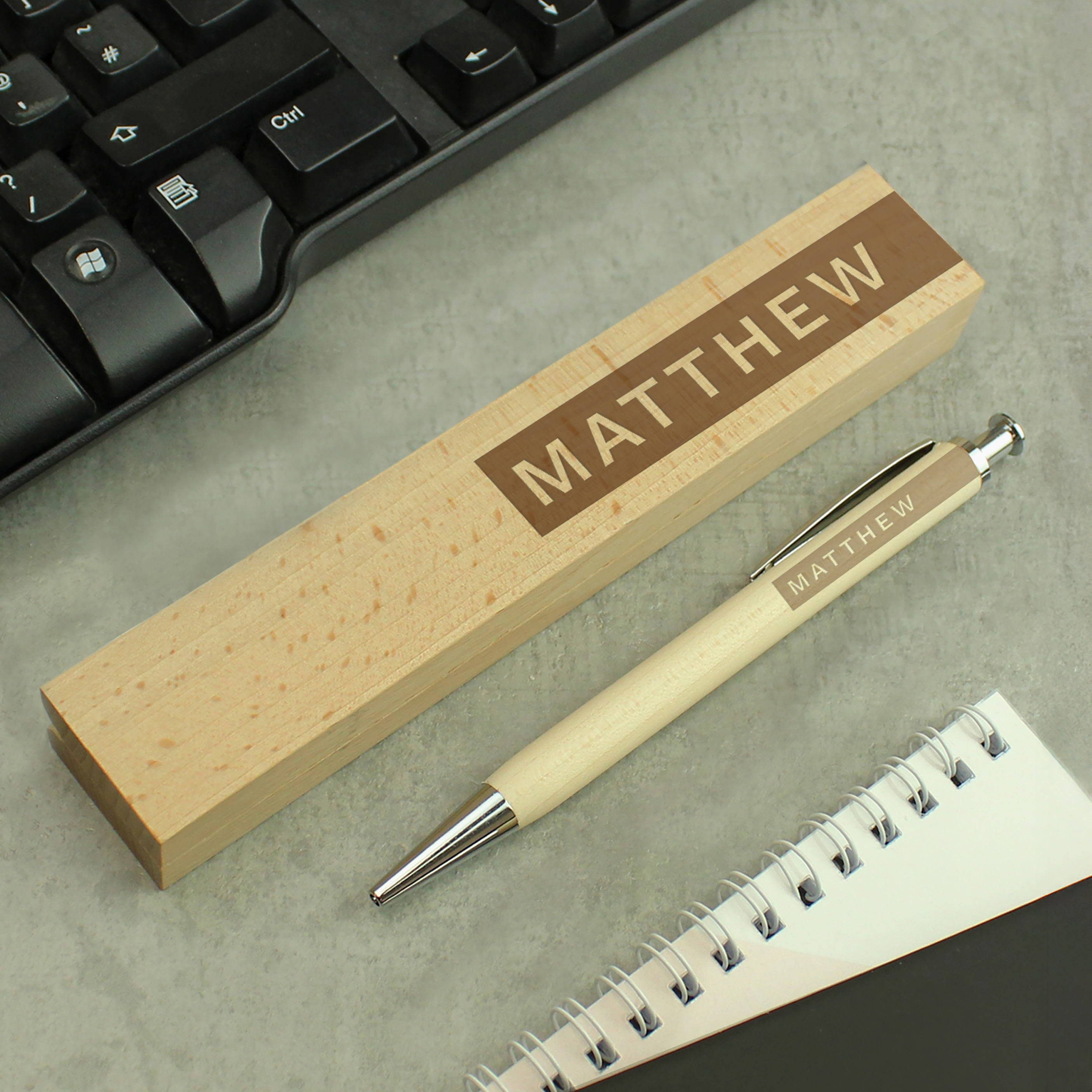 Personalised Wooden Pen & Box Set | Custom Engraved Gift
