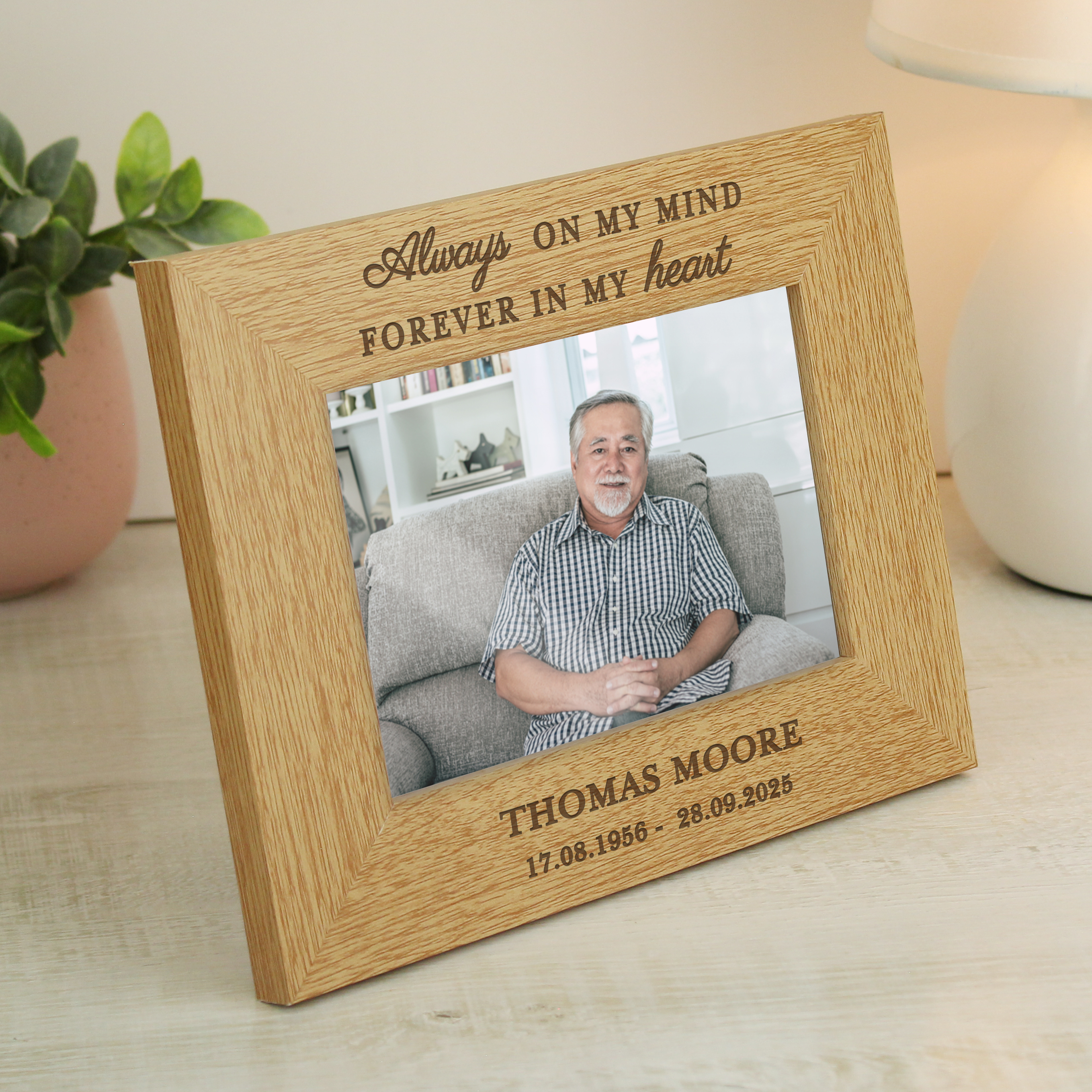 Personalised 'Always In My Heart' Memorial Wooden 6x4 Photo Frame