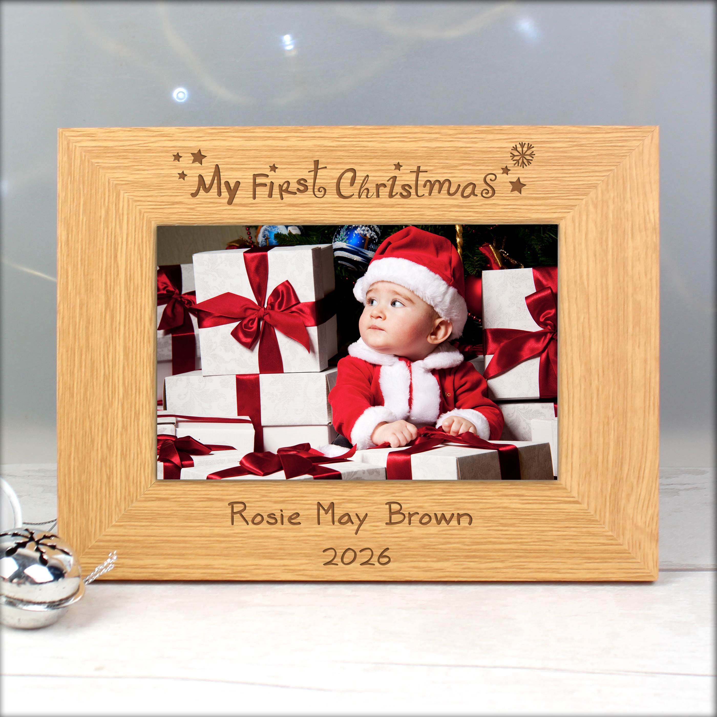 Personalised Oak 'My First Christmas' 6x4 Photo Frame