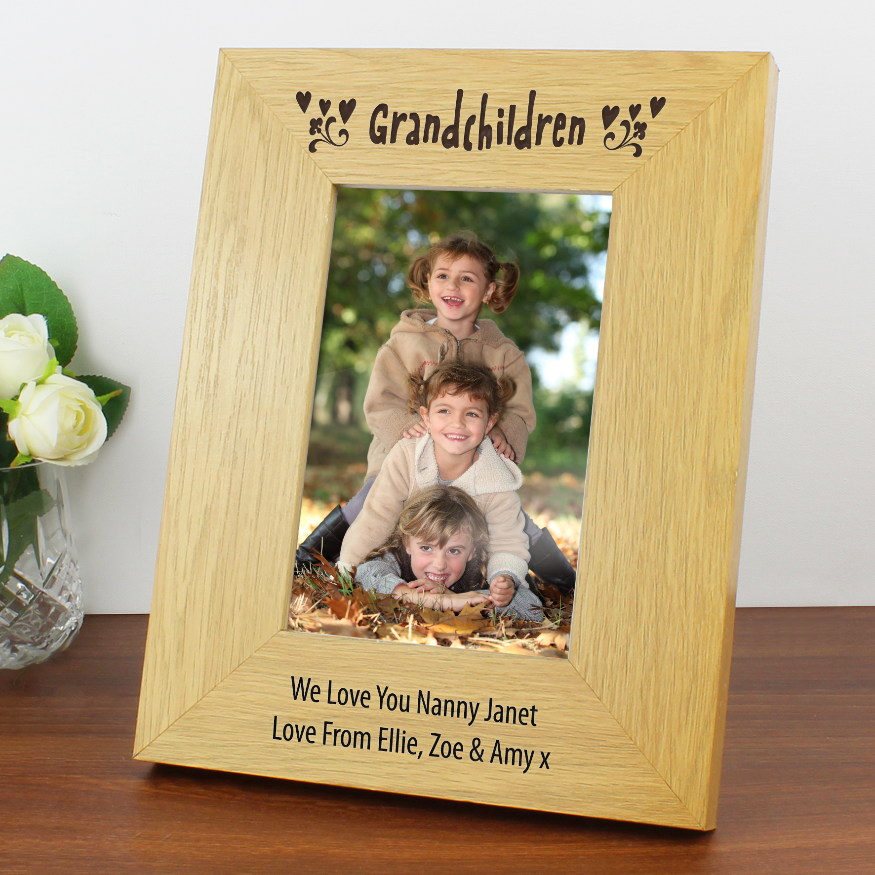 Personalised Oak Finish Grandchildren 6x4 Photo Frame